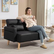 Sofá de 2 Lugares Preto 117x78x78 cm - Estofado em Couro Sintético