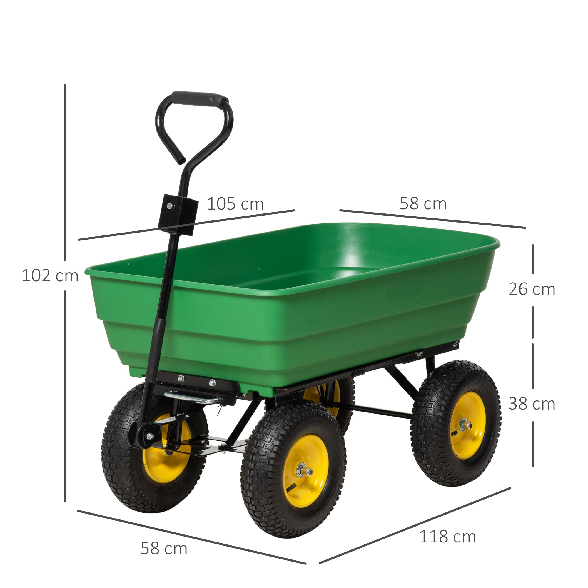 Carrinho de Jardim – 118x58x102 cm – Verde – Aço