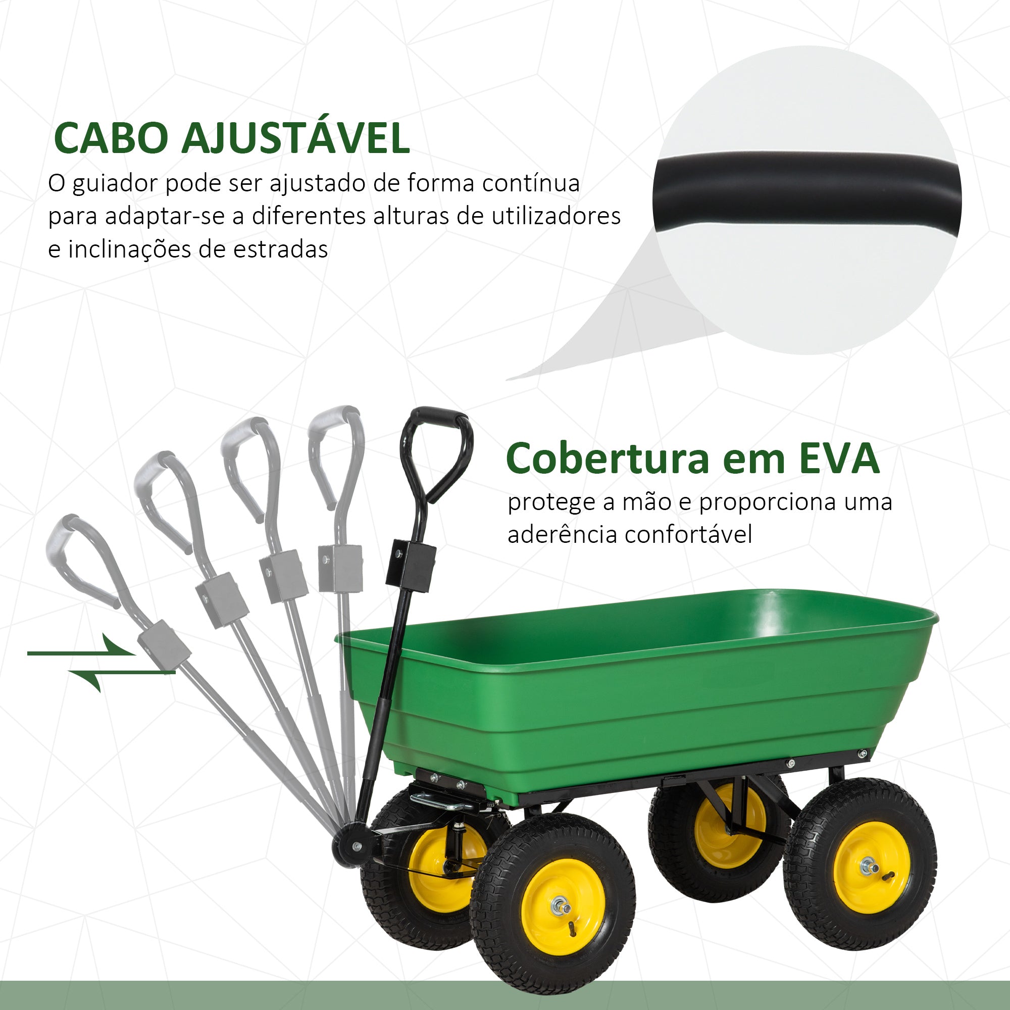 Carrinho de Jardim – 118x58x102 cm – Verde – Aço