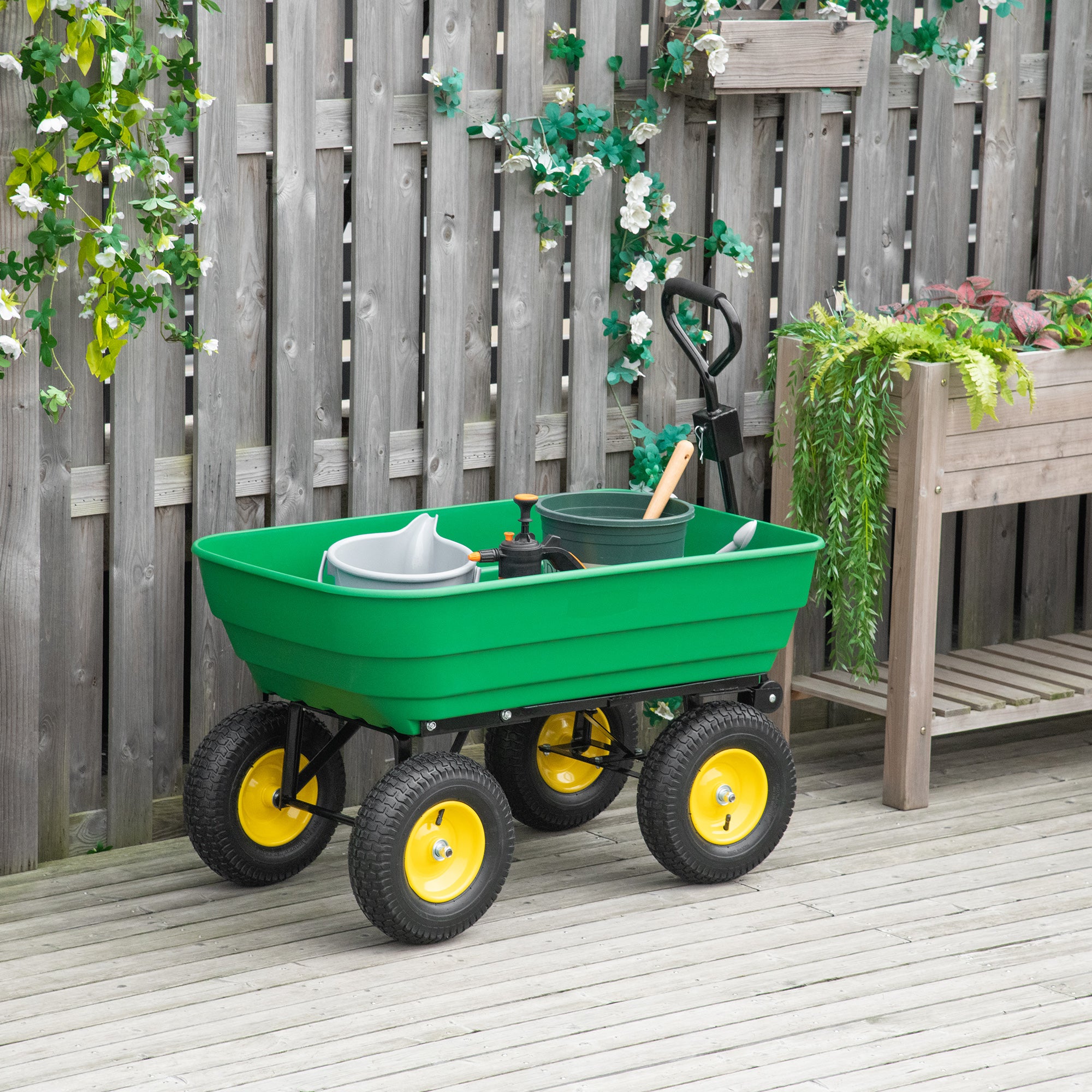 Carrinho de Jardim – 118x58x102 cm – Verde – Aço