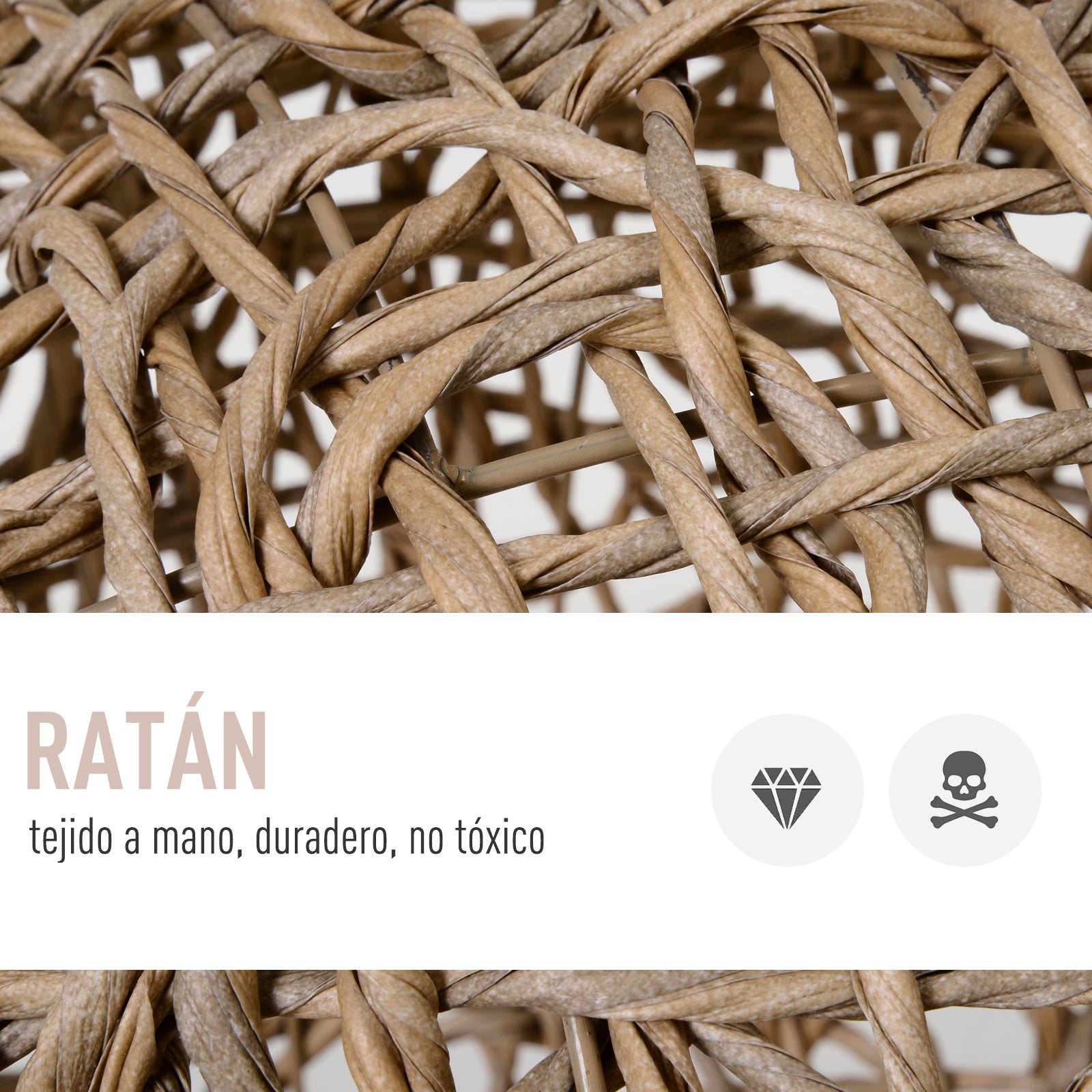 Cama para Gatos em Vime Sintético Ø52x58 cm Cor de Madeira Natural