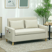 Sofá de 2 Lugares – 135x72x84 cm – Bege – Linho Sintético