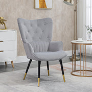 Poltrona Estofada em Veludo – 68x72x103cm – Cinza Claro – 100% Poliéster