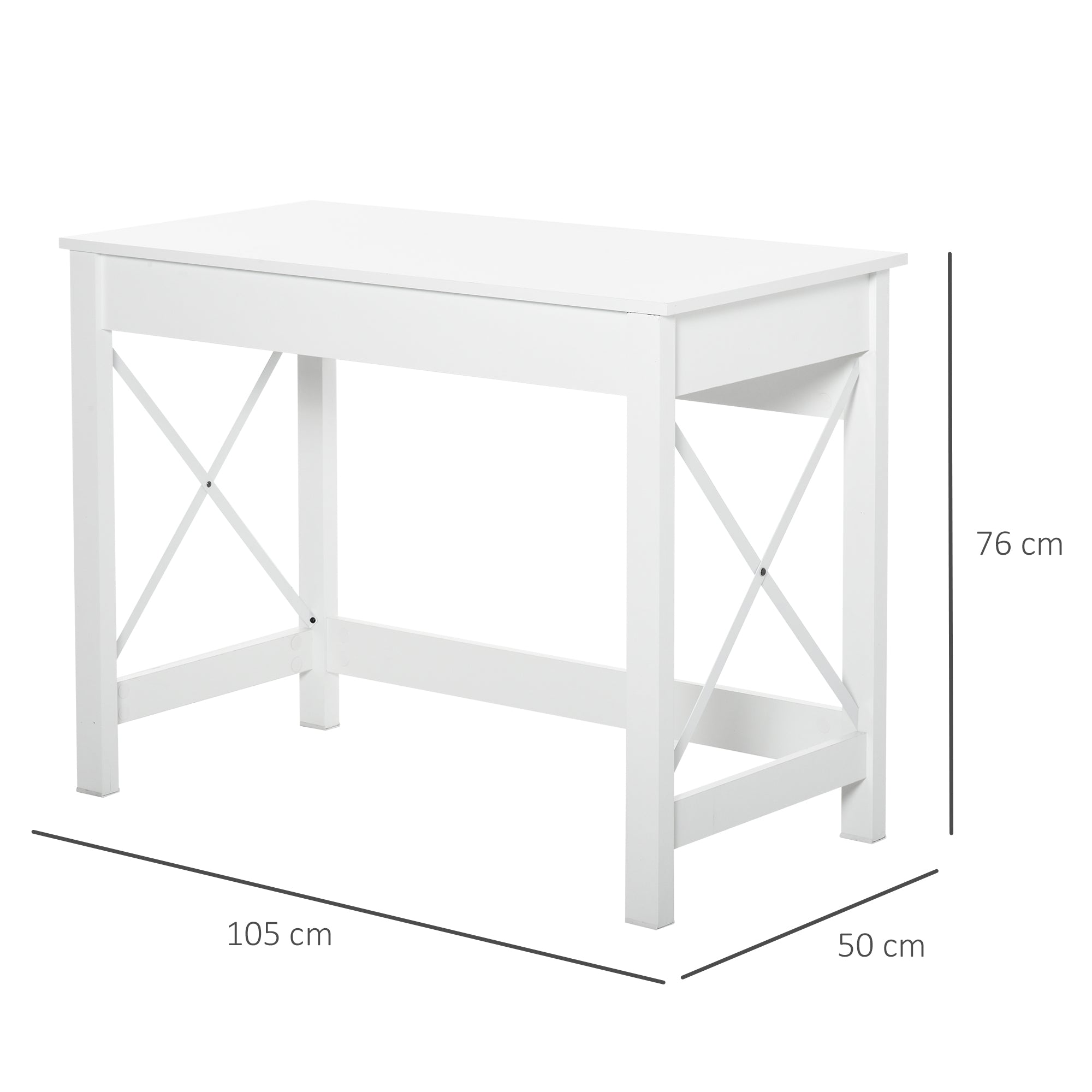 Secretária de Estudo Moderna 105x50x76 cm Branco
