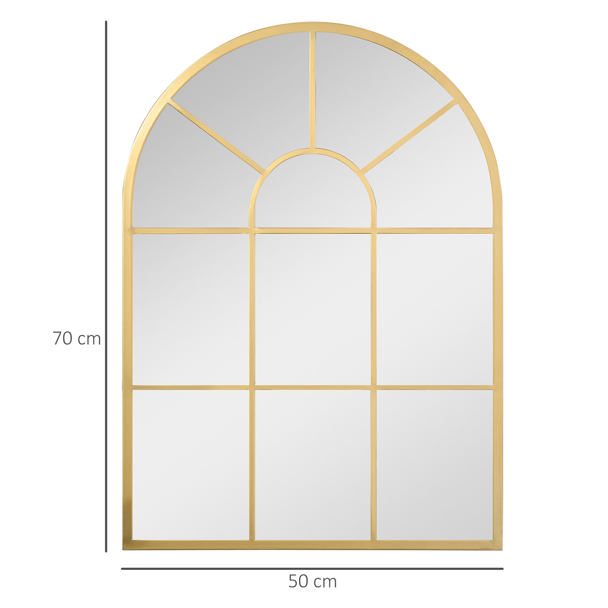 Espelho Decorativo de Parede 50x70cm Cor Ouro para Sala de Estar e Dormitório