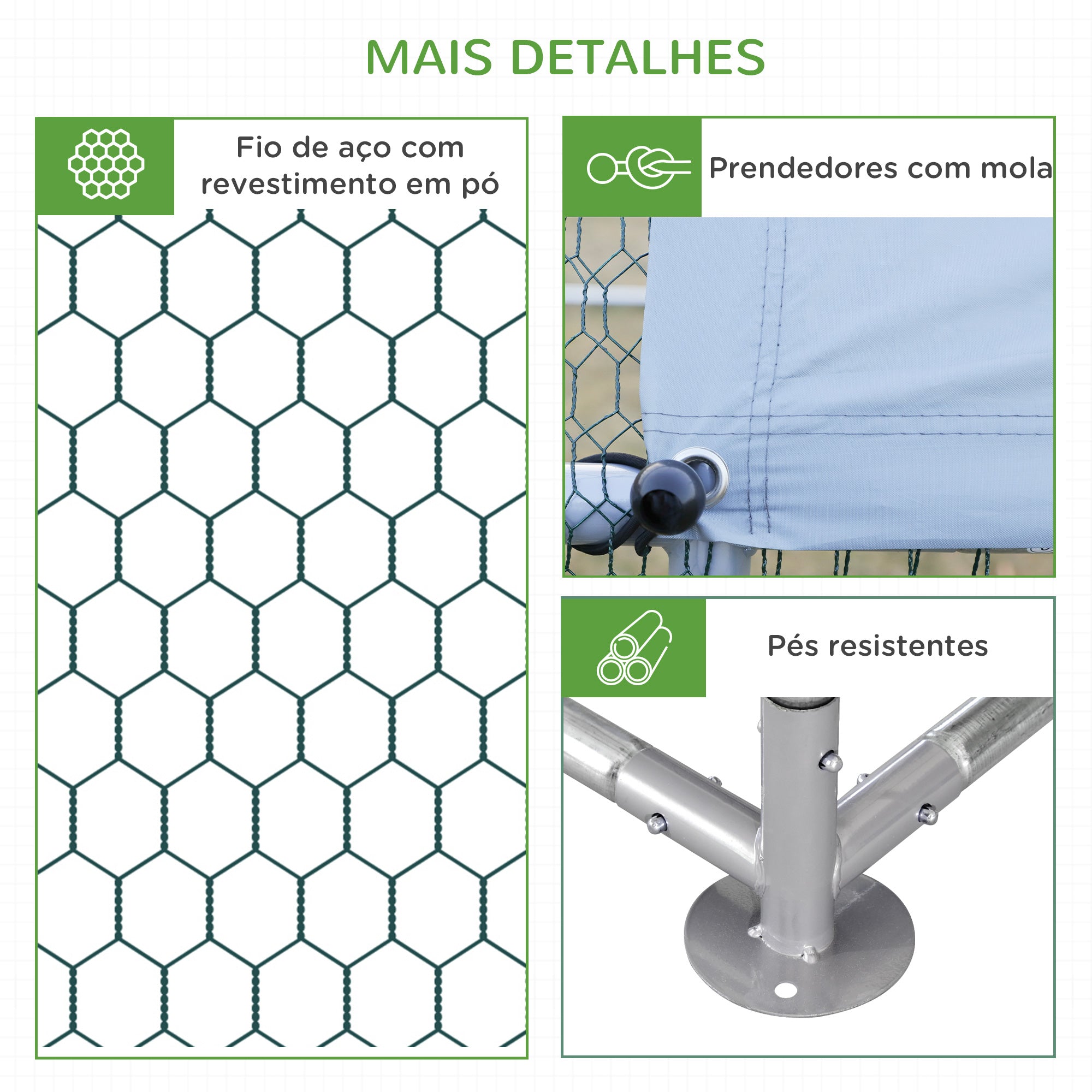 Galinheiro Exterior Grande – 380x280x195cm – Prata – Aço Galvanizado