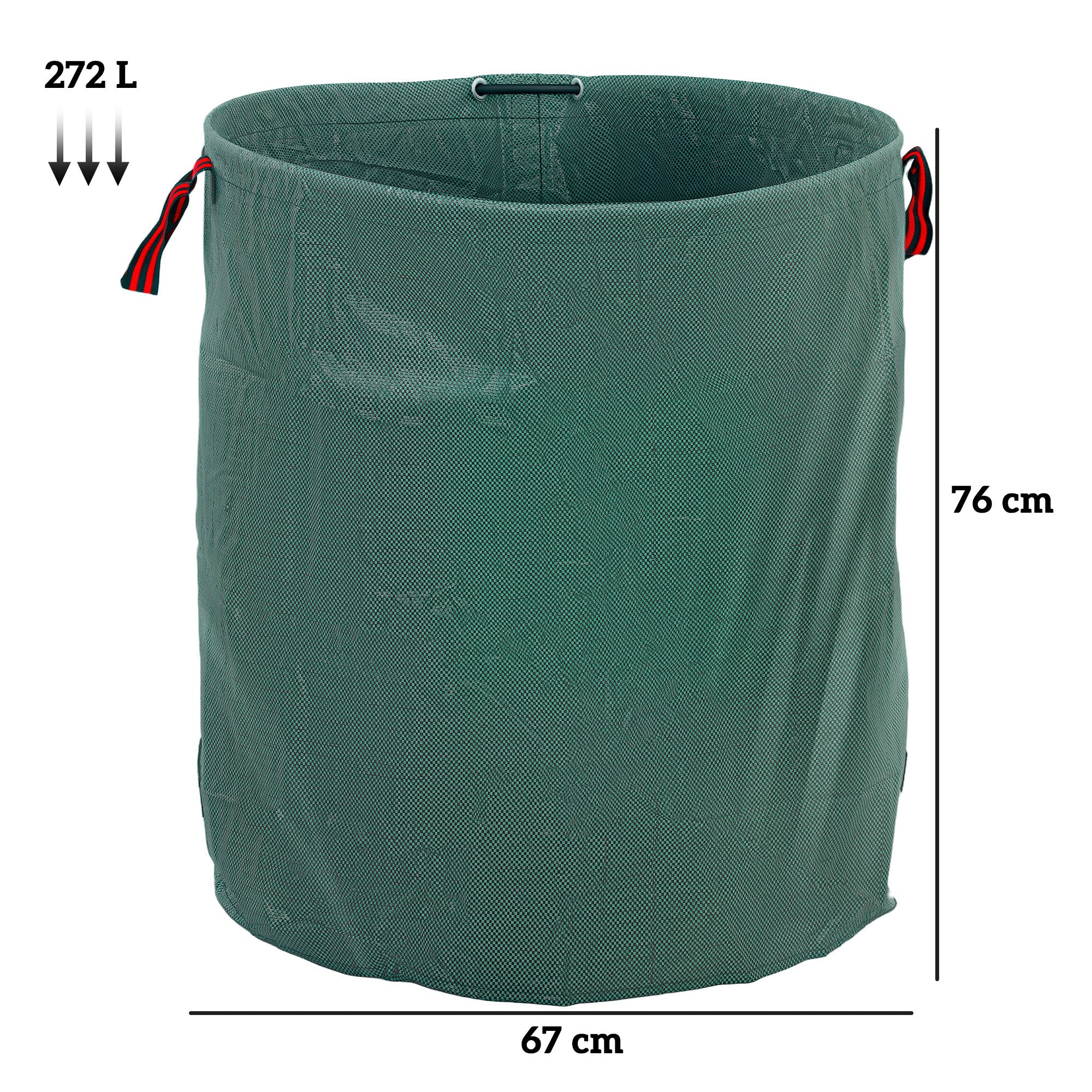Conjunto de 3 Sacos de Resíduos de Jardim 272L Verde Ø67x76 cm