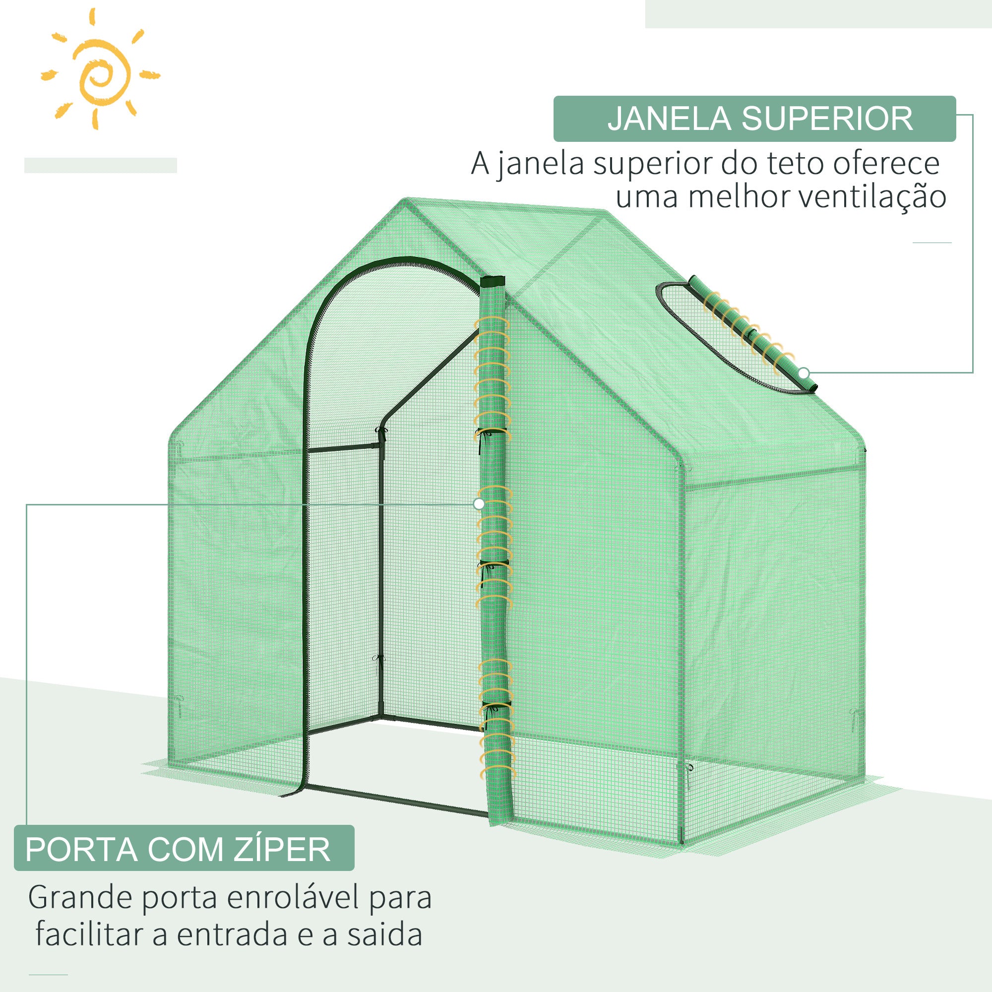 Estufa de Jardim – 180x100x168 cm – Verde – Aço