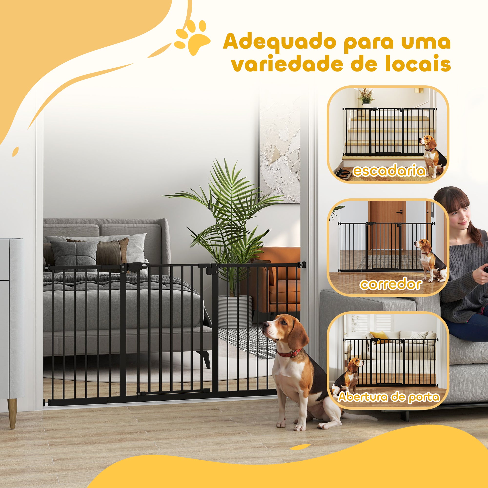 Barreira de Segurança Extensível – 74-147,5x76,2 cm – Preto – Metal