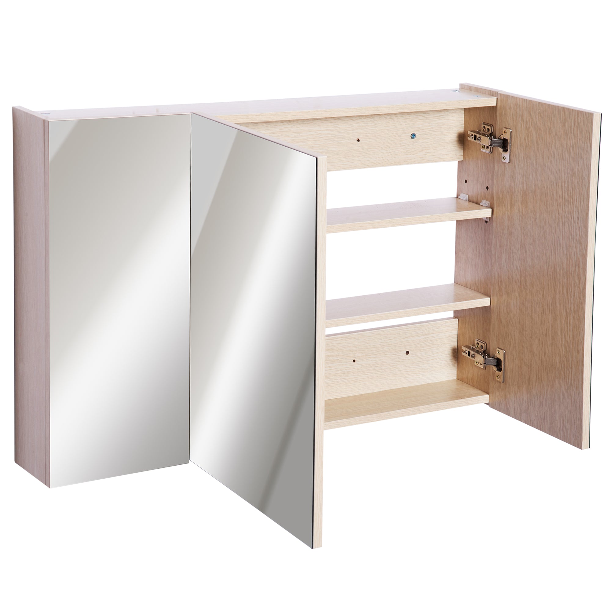 Armário de Casa de Banho com Espelho – 90x60x13,5 cm – Cor de Carvalho – Melamina de madeira