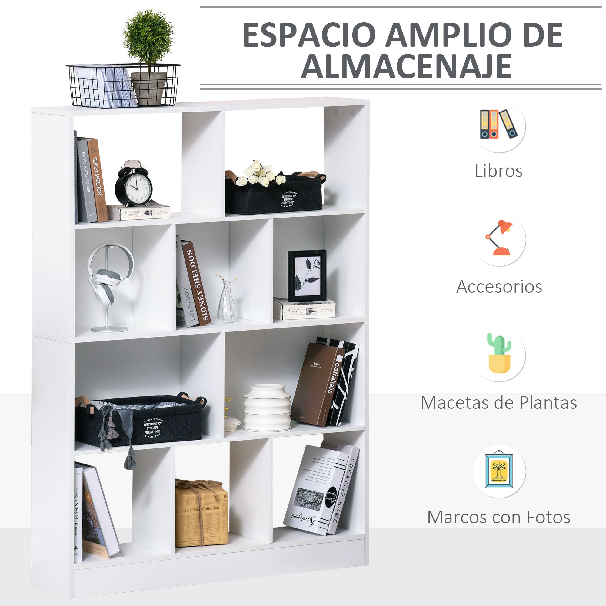 Estante de 4 Níveis Multiuso 100x23,8x140 cm - Branco
