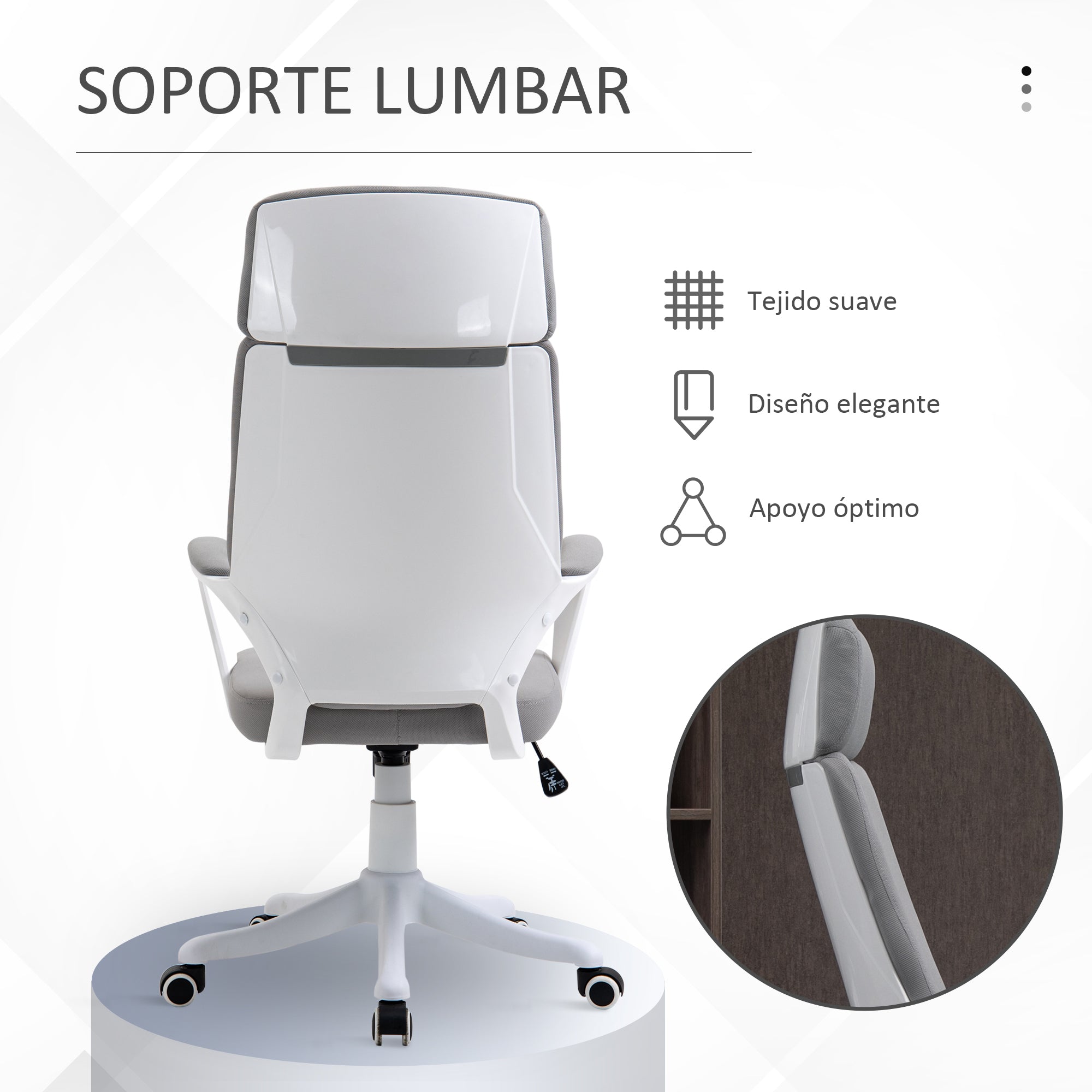 Cadeira de Escritório Ergonômica Cinza Claro 63x65x123 cm