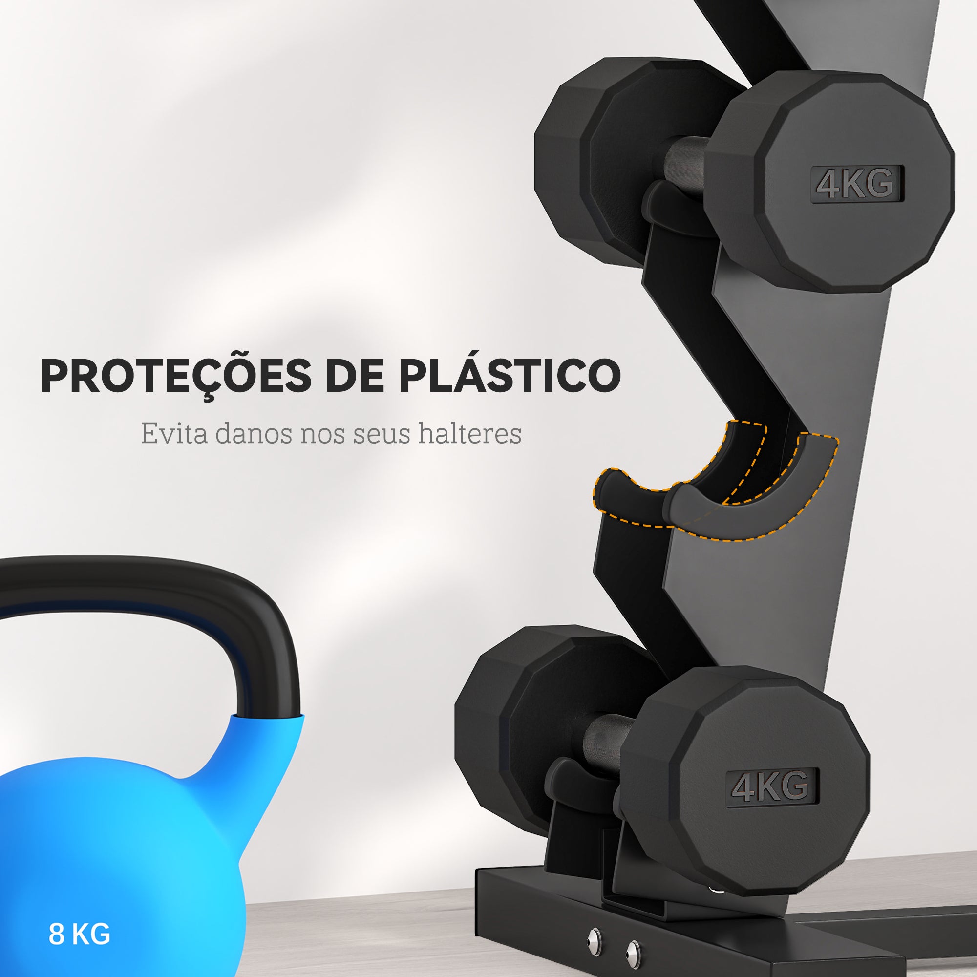 Suporte de Armazenamento para Halteres – 35x33x66 cm – Preto – Aço