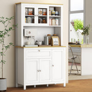 Armário de Cozinha Moderno – 100x40x180 cm – Branco e Madeira – MDF e Melamina