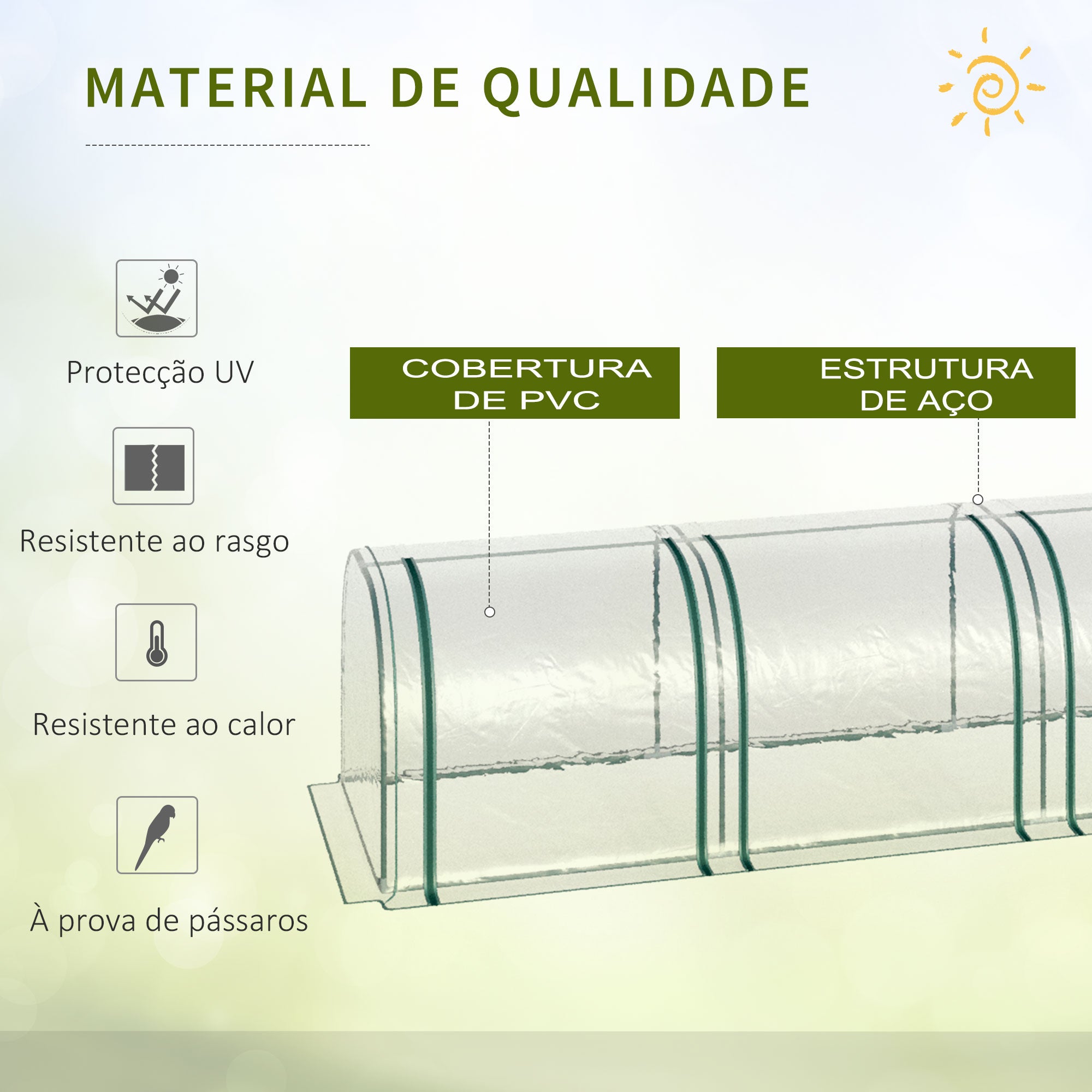 Estufa para Jardim – 395x100x80 cm – Cor Transparente – PVC