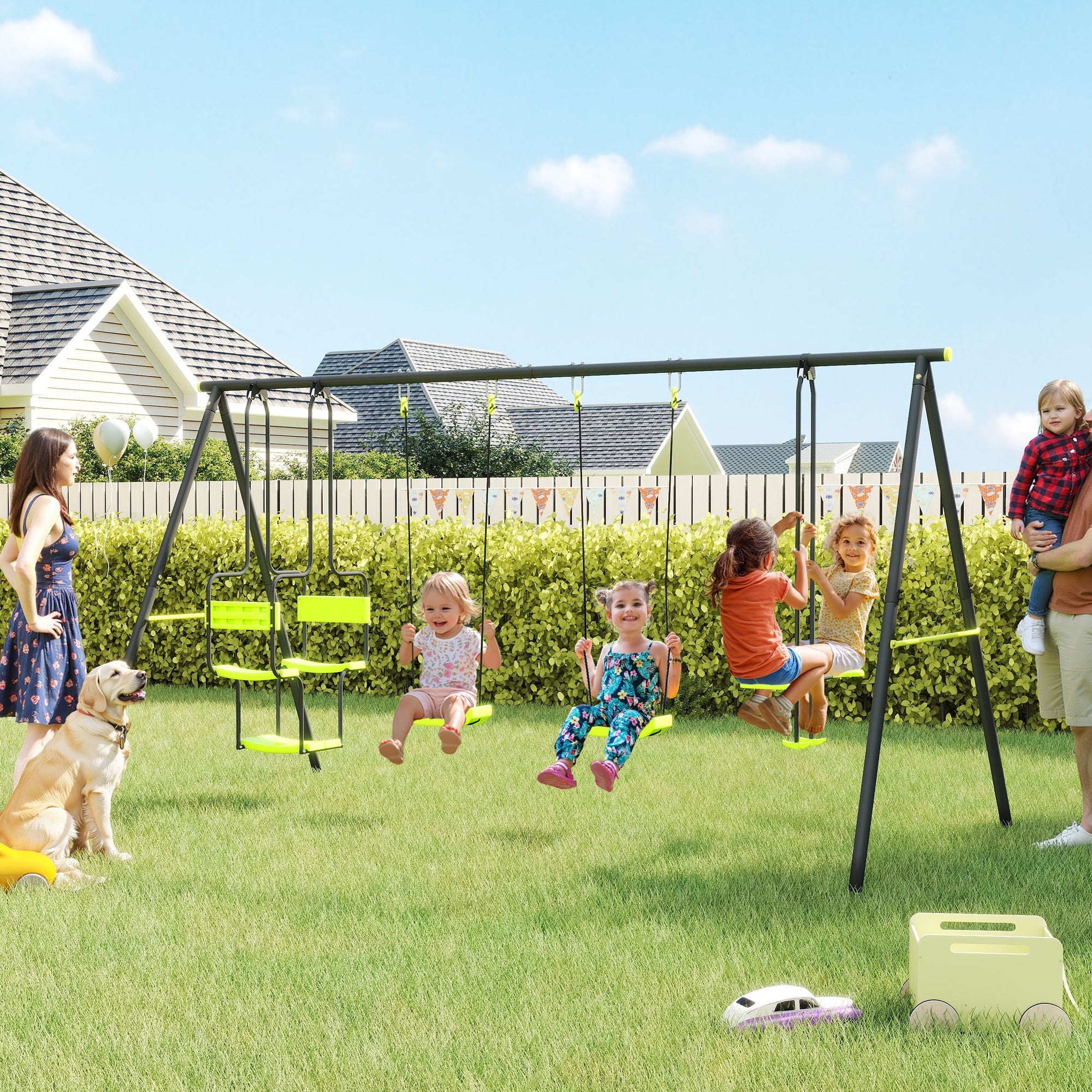 Baloiço Infantil – 355x184x186 cm – Verde – Aço e PE