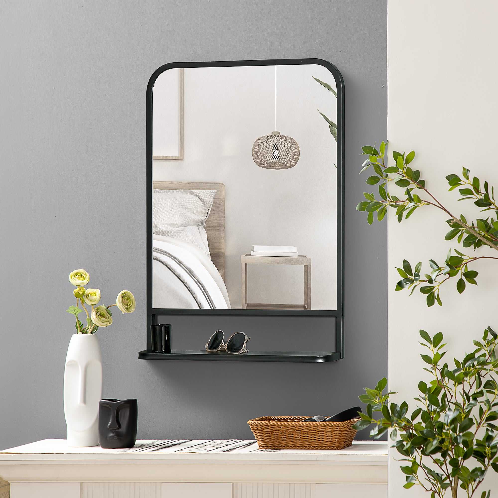 Espelho Decorativo de Parede 70x50cm - Cor Preto