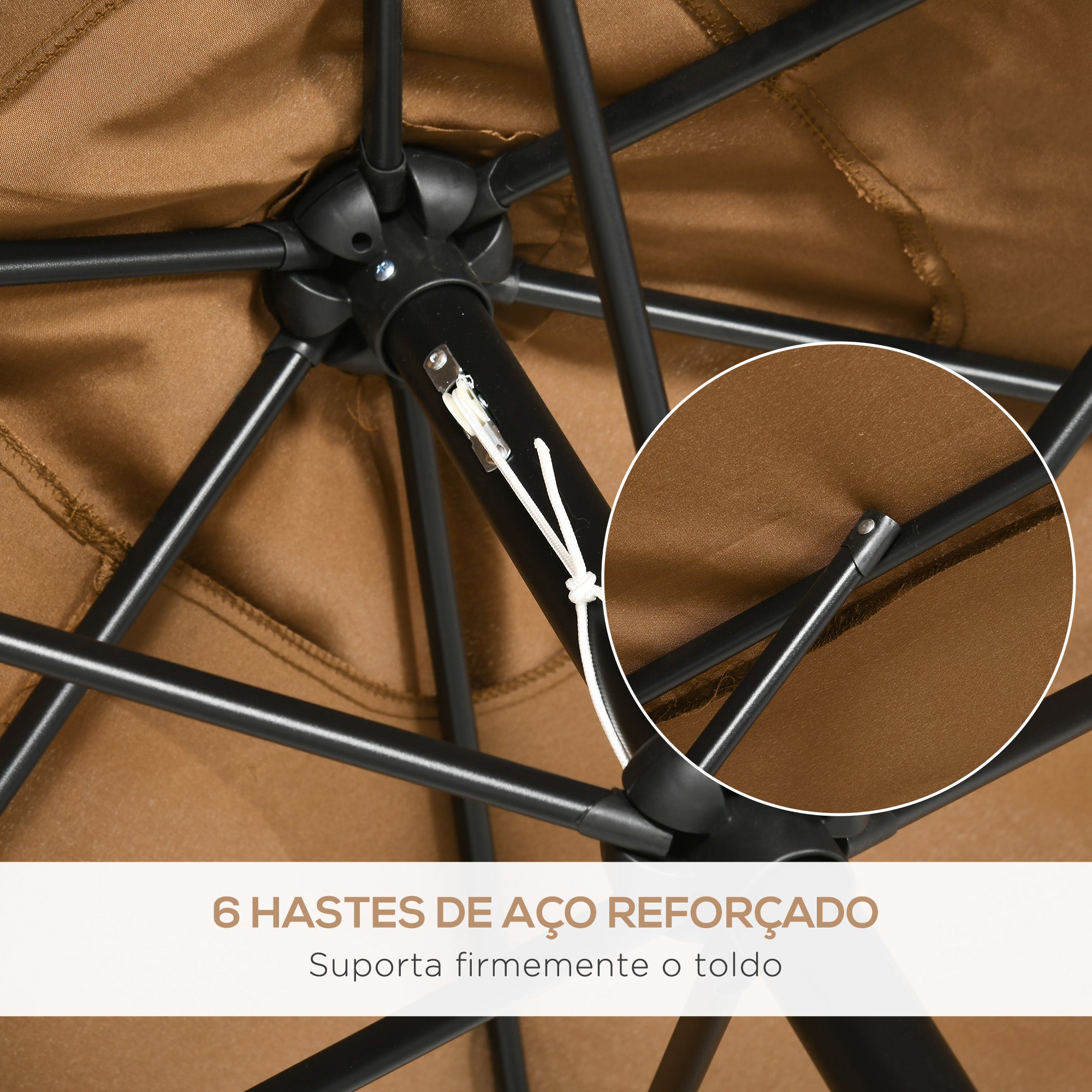 Chapéu de Sol Retangular 202x293x255 cm - Marrom