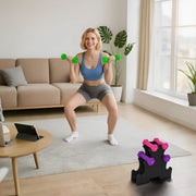 Conjunto de Halteres Hexagonais 2x1 kg 2x2 kg 2x3 kg - Rosa, Roxo e Verde 31x9x28 cm
