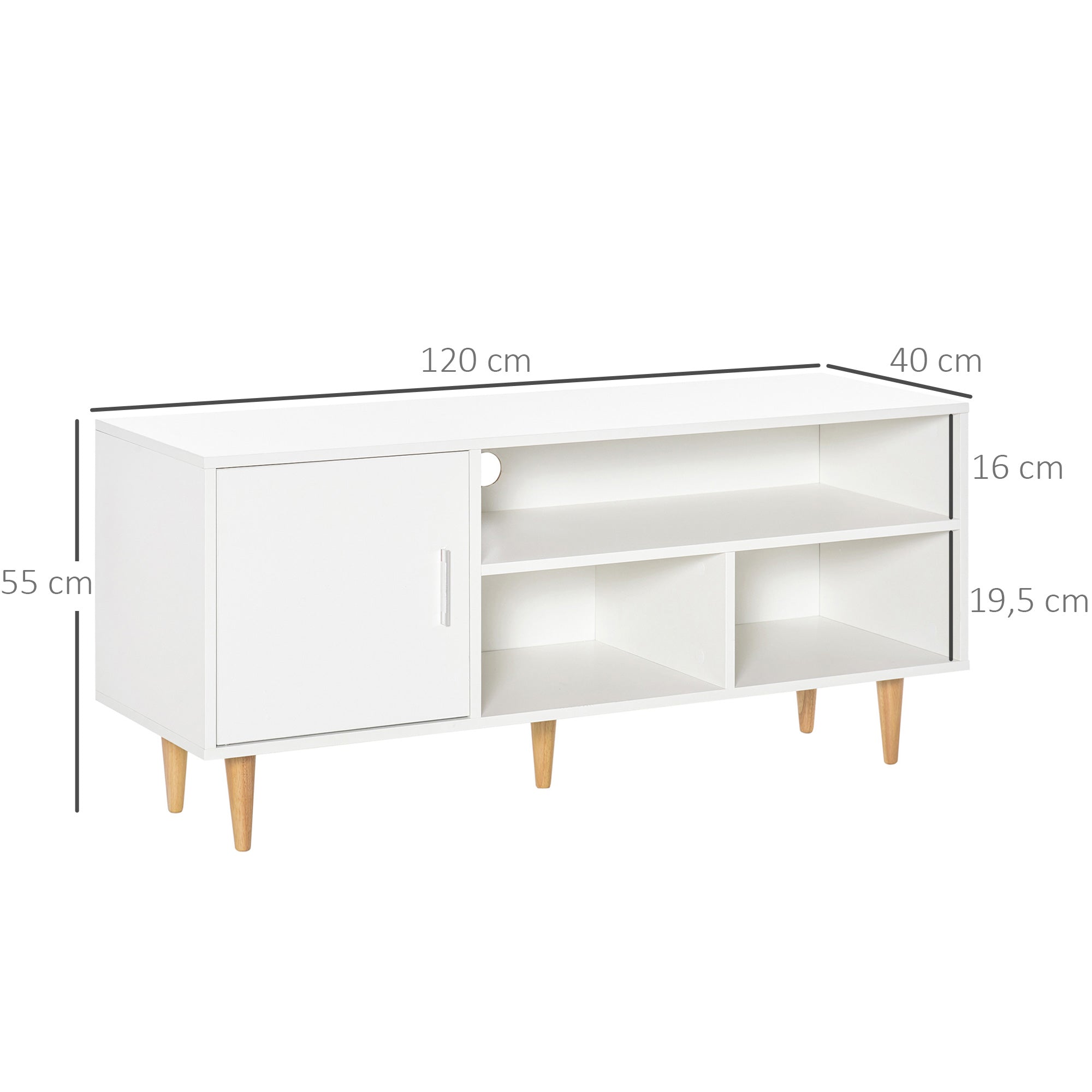 Móvel de TV Moderno 120x40x55cm Branco