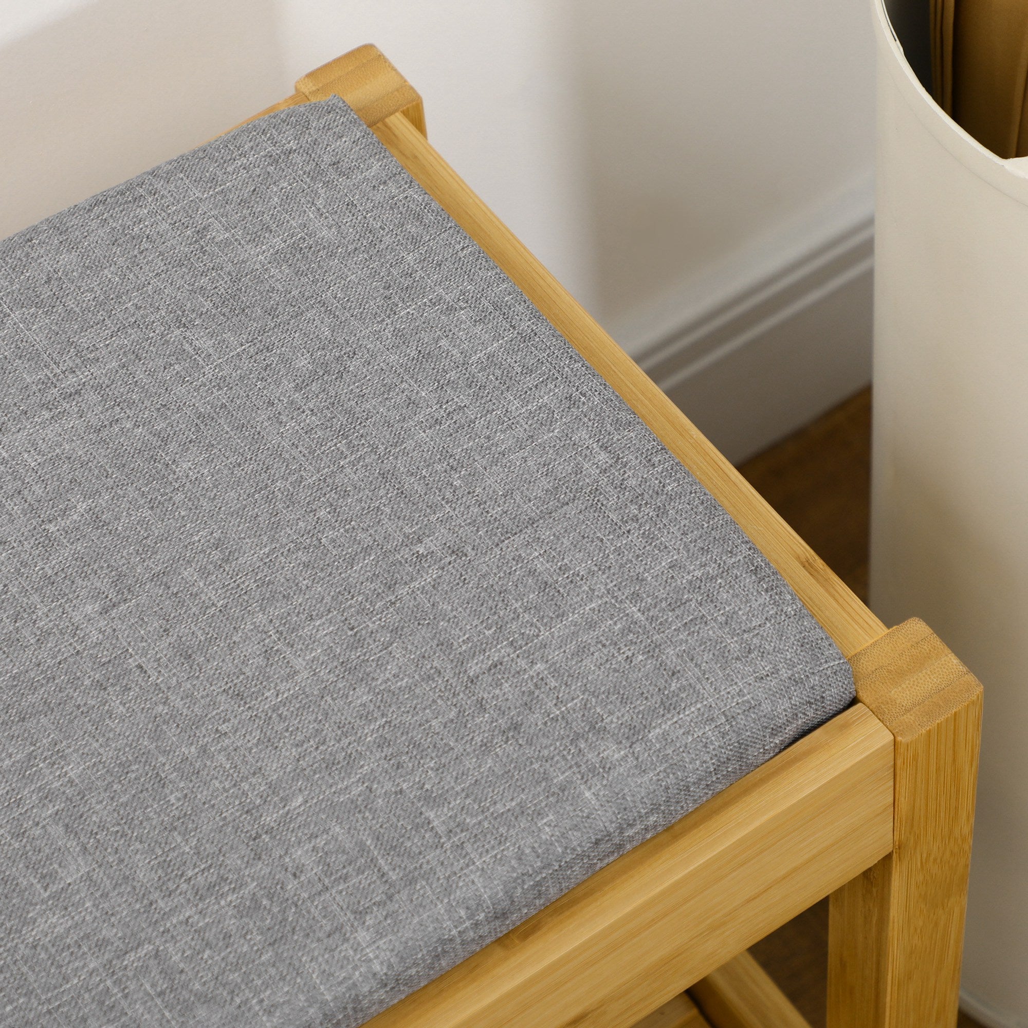 Banco Sapateira – 90x30x46 cm – Madeira e Cinza – Bambu