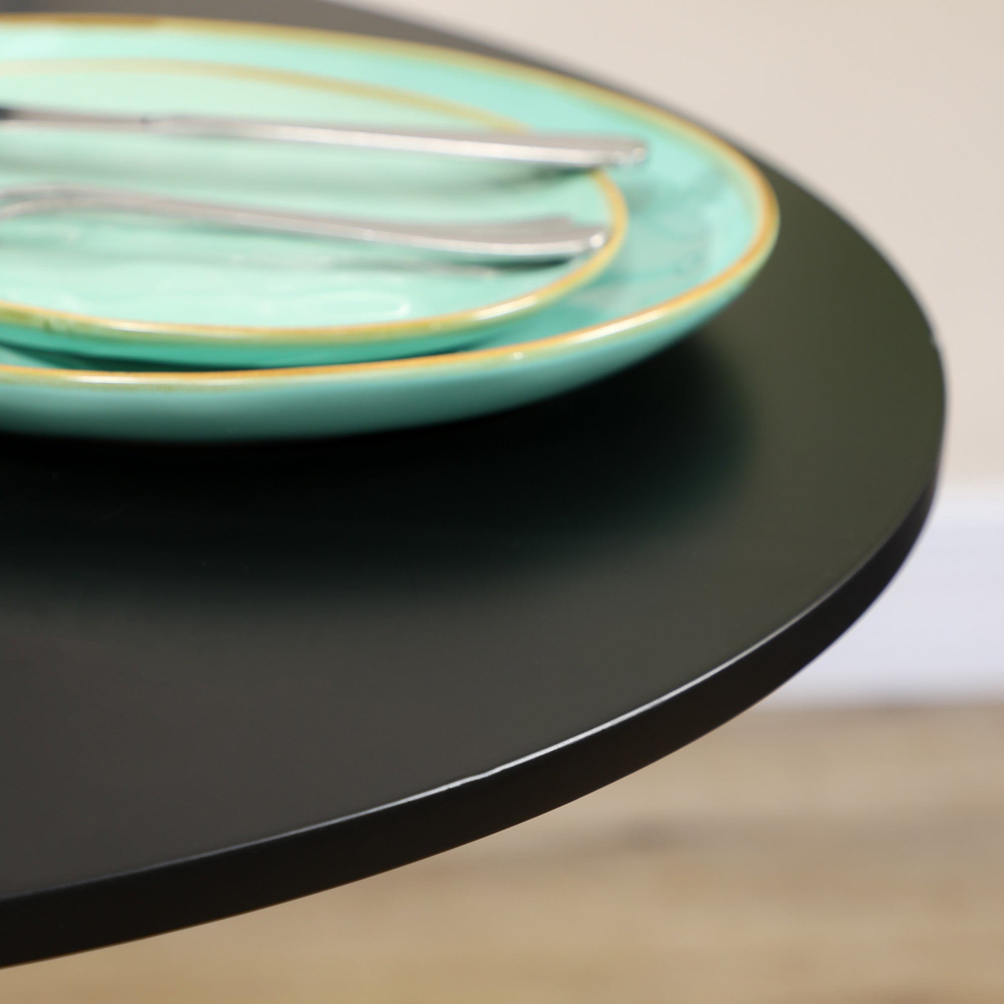 Mesa de Jantar Redonda – Ø80x75 cm – Preto – MDF com base de aço