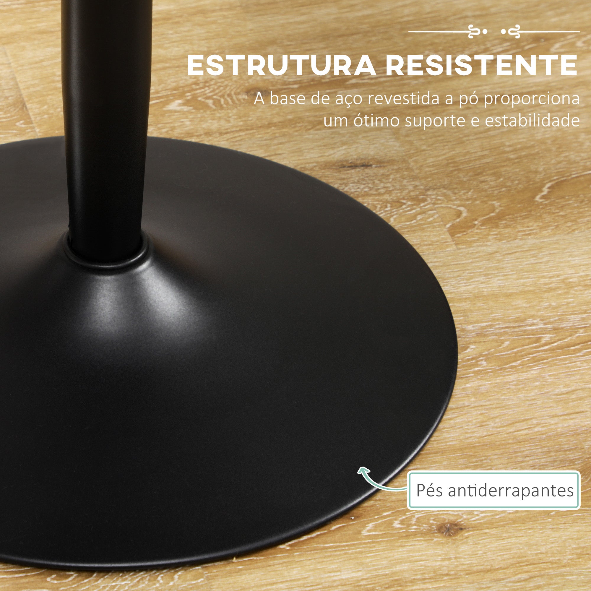 Mesa de Jantar Redonda – Ø80x75 cm – Preto – MDF com base de aço