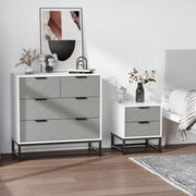 Mesa de Cabeceira com 2 Gavetas 39,5x40x48 cm - Branco e Cinza