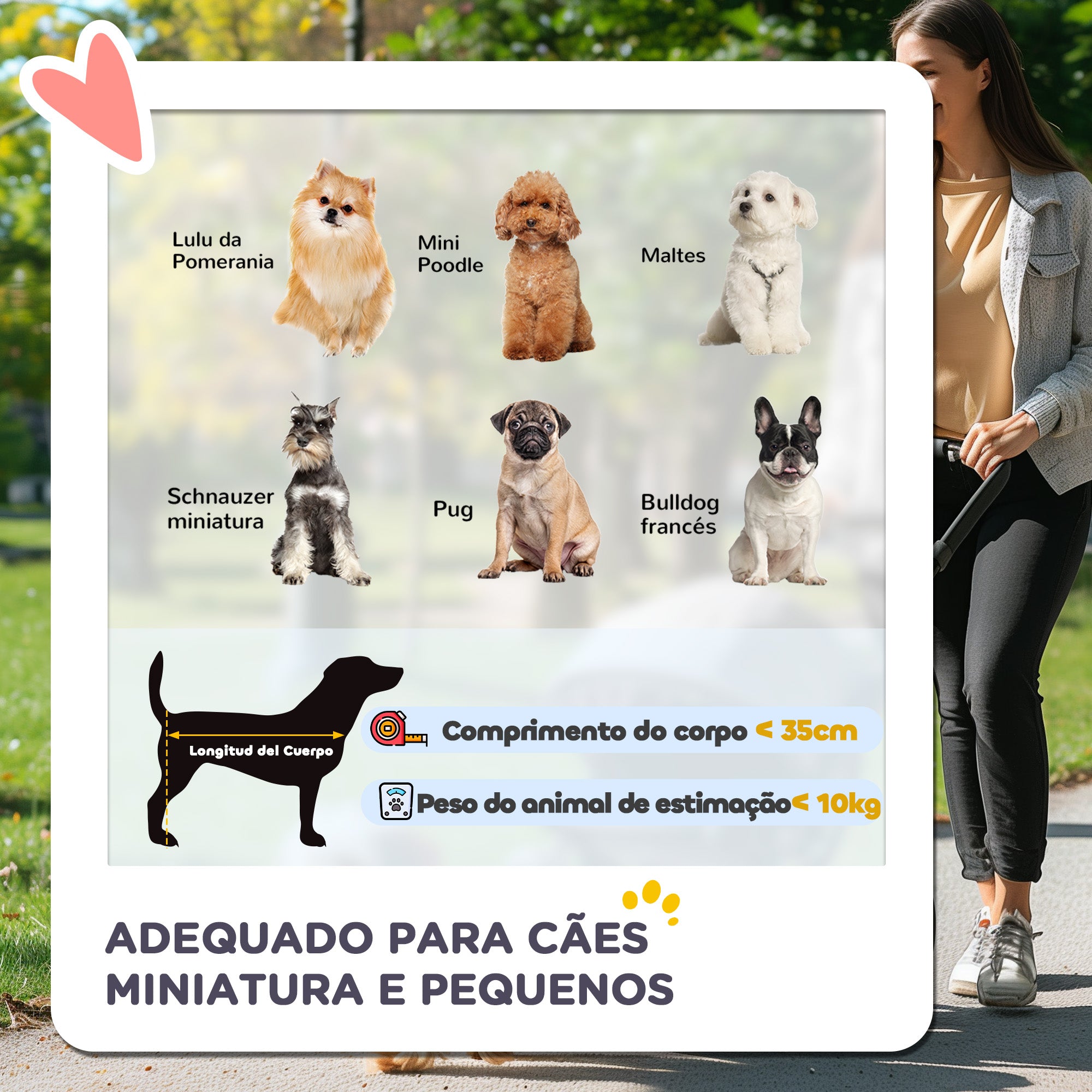 Carrinho para Animais de Estimação Dobrável – 75x45x97 cm – Preto – Aço e Tecido Oxford