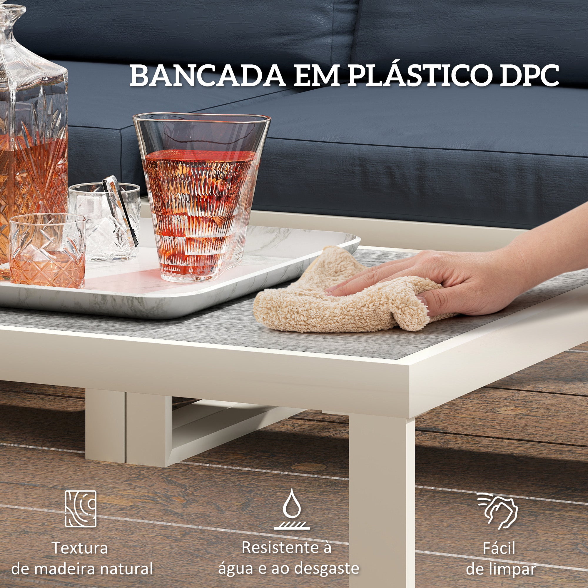 Conjunto de Jardim de 4 Peças em Forma de L - Cinzento 121x61x62 cm