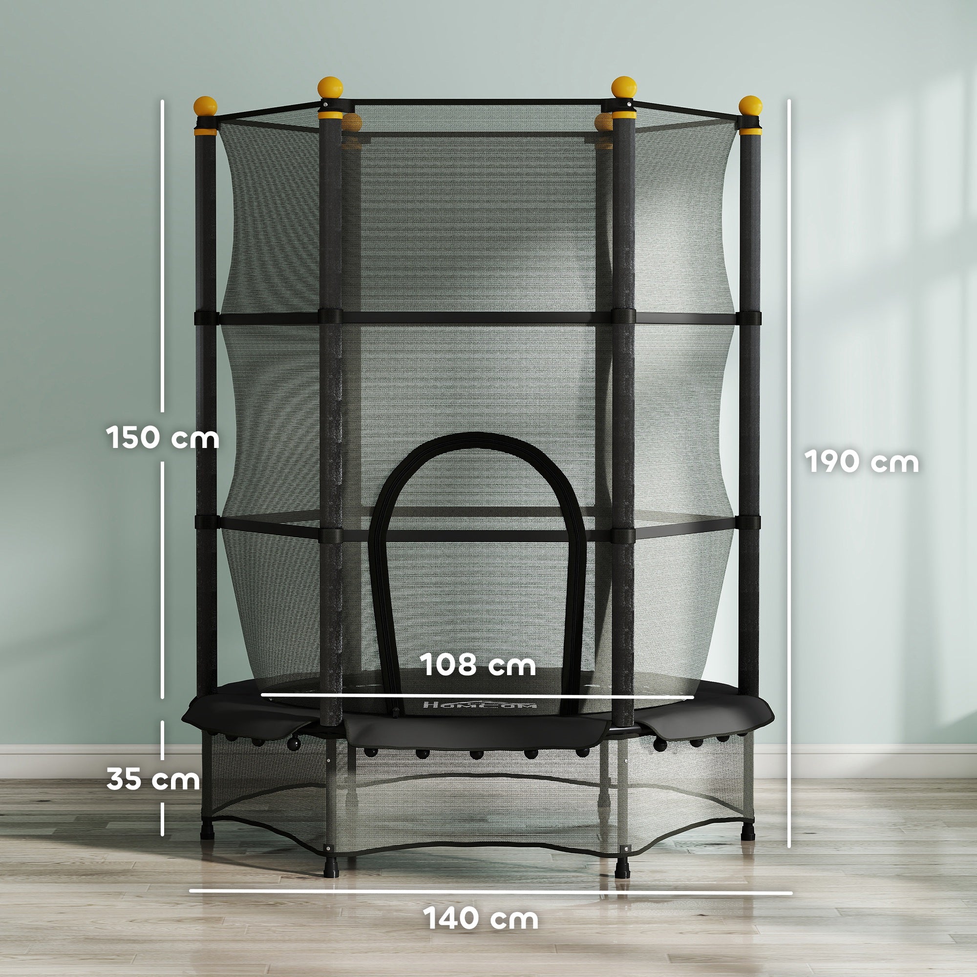 Trampolim Infantil – Ø140x190 cm – Preto – Aço