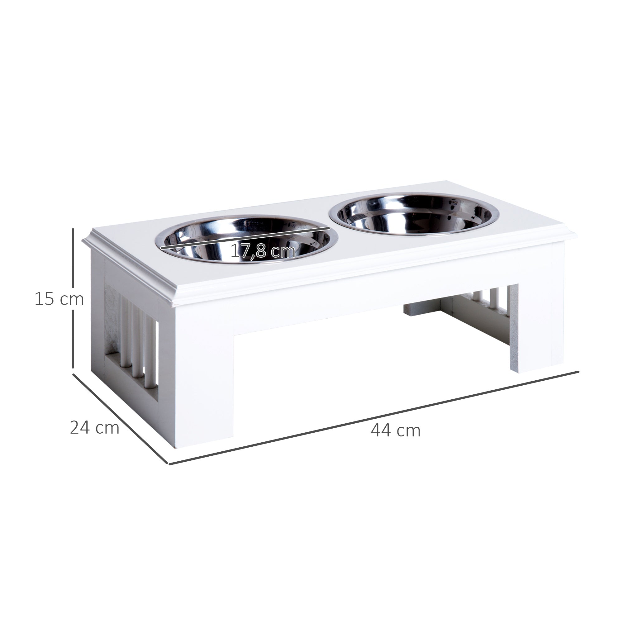 Comedouro Elevado para Cães 44x24x15 cm Branco