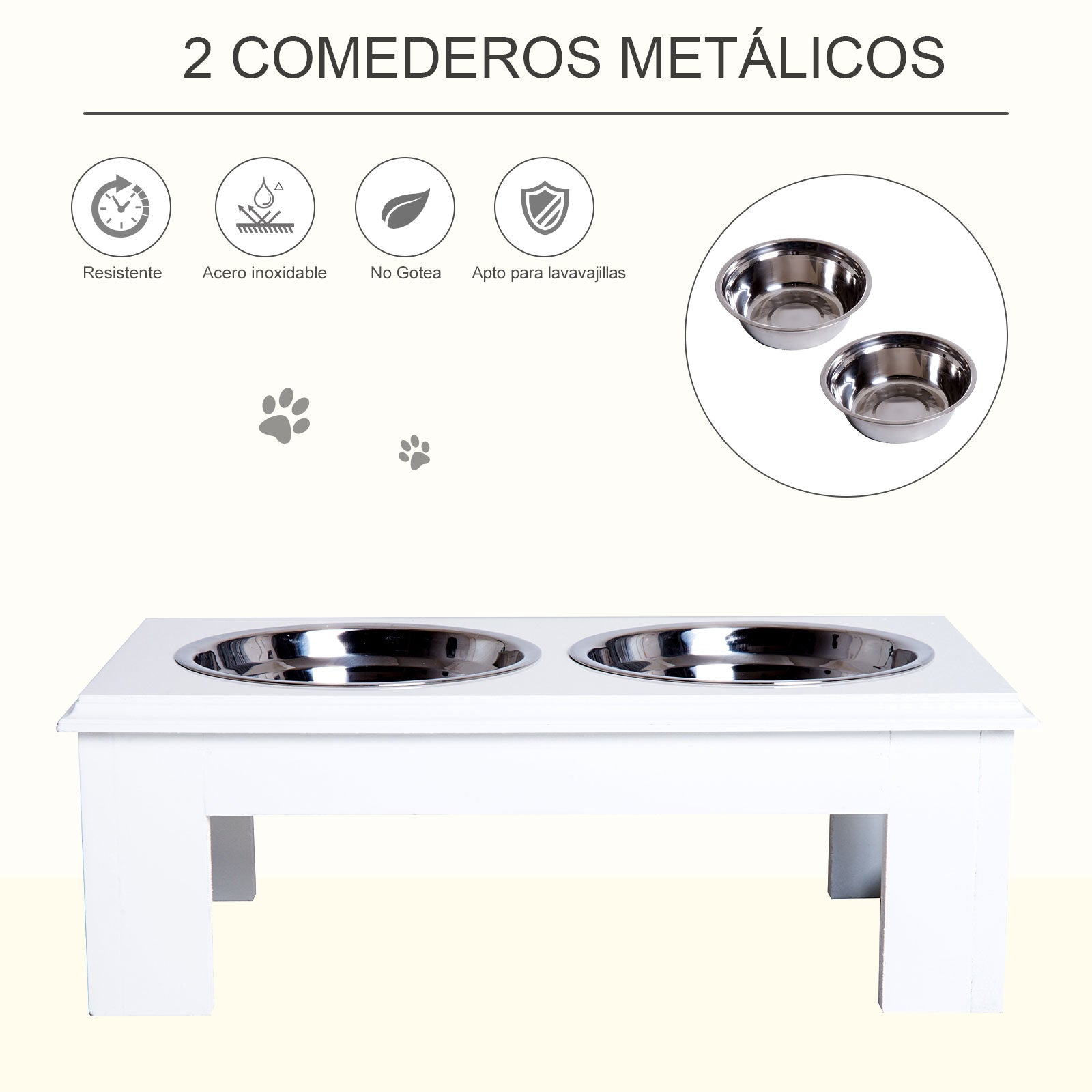 Comedouro Elevado para Cães 44x24x15 cm Branco