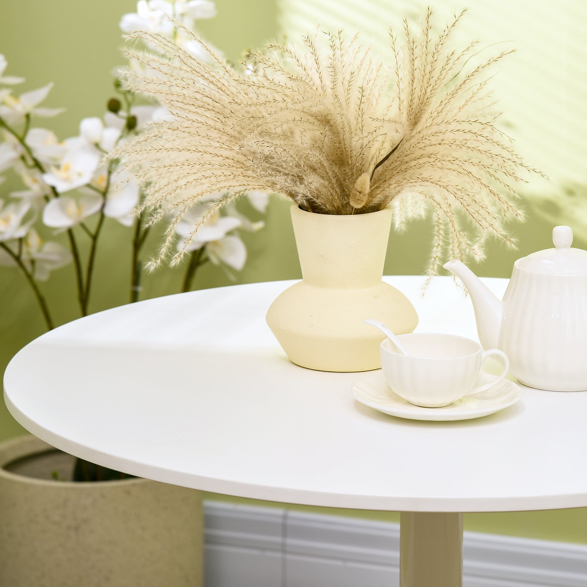 Mesa de Cozinha Redonda Moderna – Ø80x75 cm – Branco – MDF