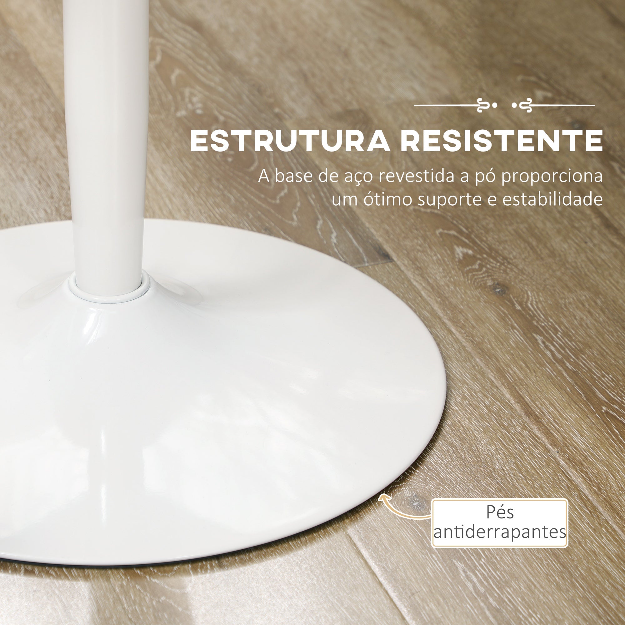 Mesa de Cozinha Redonda Moderna – Ø80x75 cm – Branco – MDF
