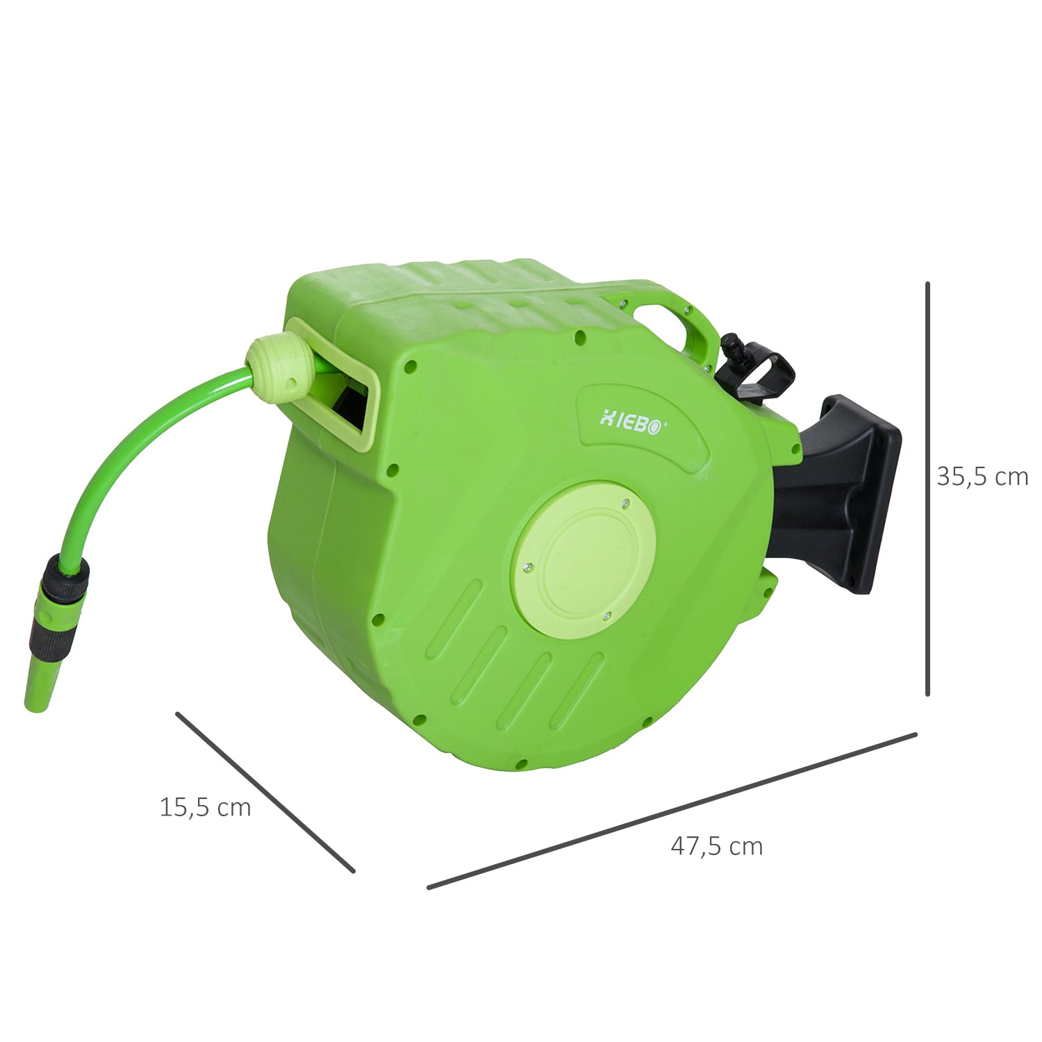 Enrolador de Mangueira Verde 47,5x15,5x35,5 cm - 15m+1,5m