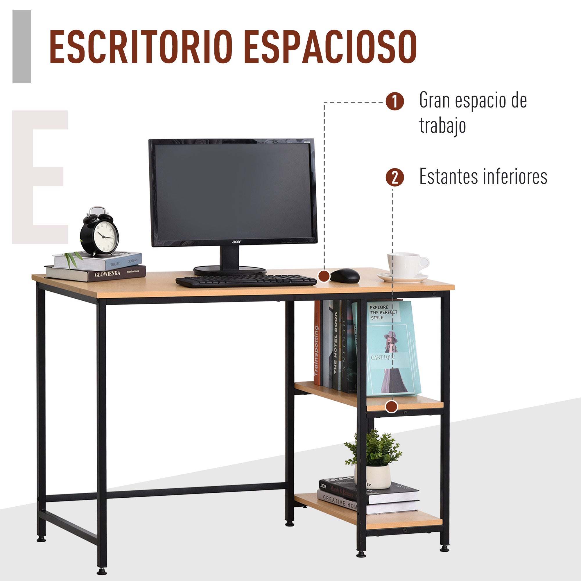 Mesa de Computador Estilo Industrial 106x50x76 cm Cor Madeira