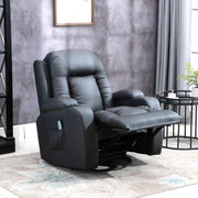 Poltrona Reclinável com Massagem Vibratória e Aquecimento – 85x94x104 cm – Preto – Couro sintético, metal e espuma