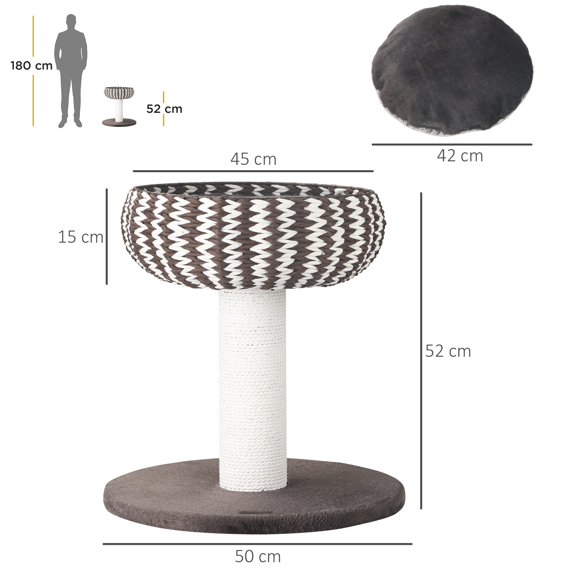 Arranhador para Gatos – 50x50x52 cm – Café e Creme – Aglomerado de Madeira