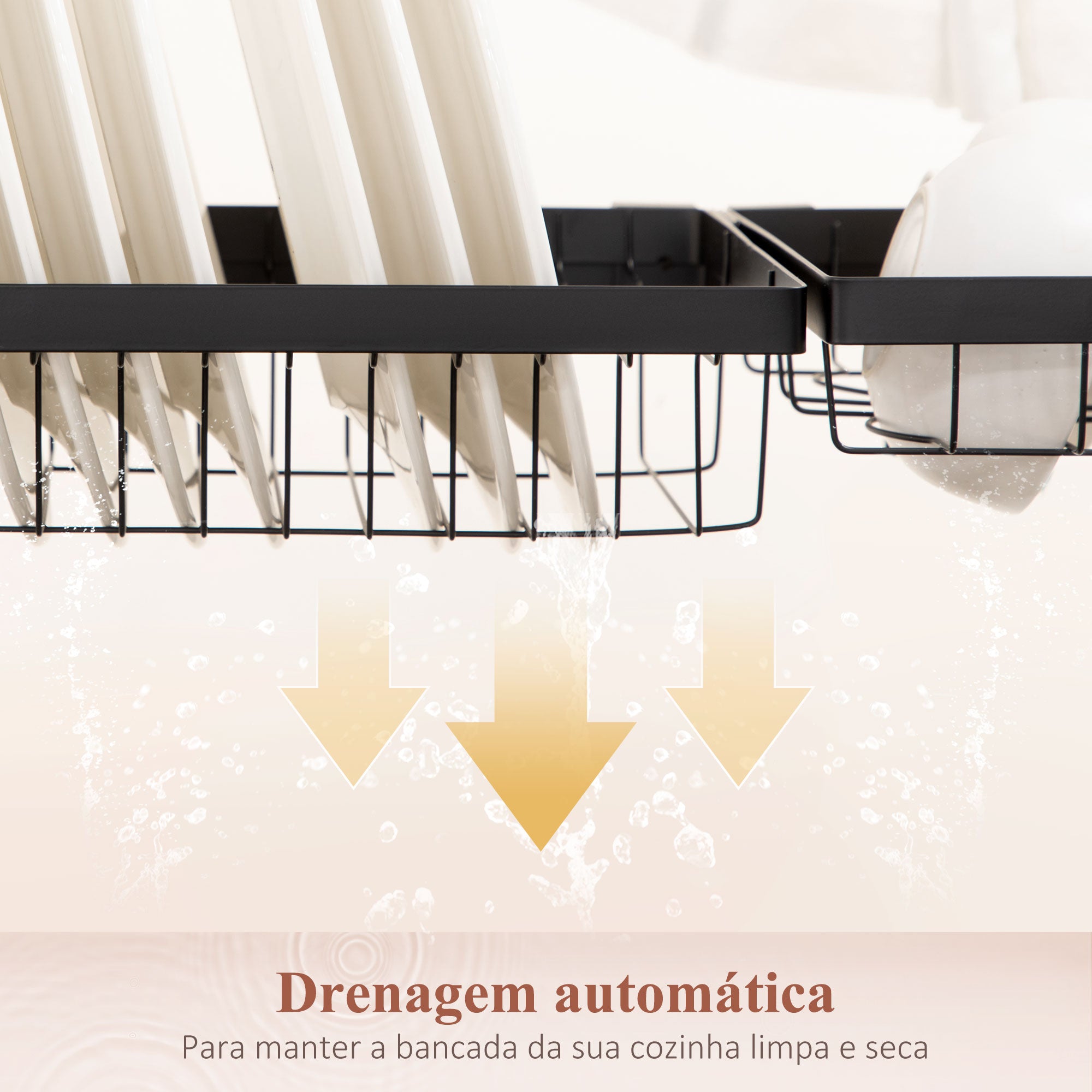 Escorredor de Louça de 2 Níveis – 100x30x52,5cm – Cor Preto – Aço