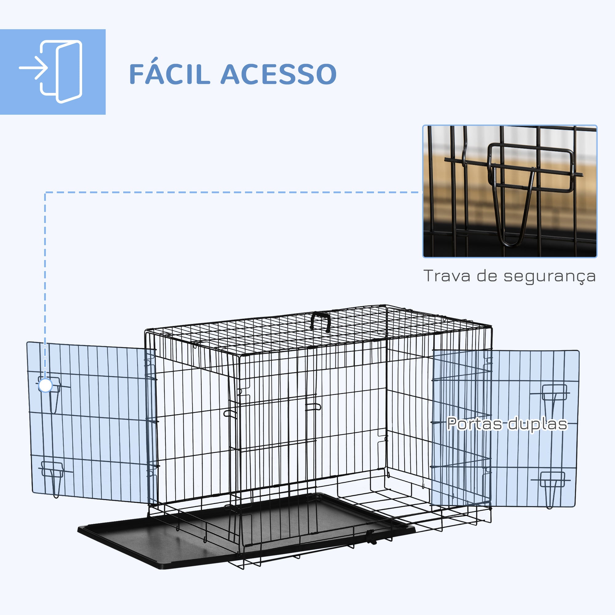 Gaiola para Cães Dobrável 92x57x62,5cm - Cor Preto
