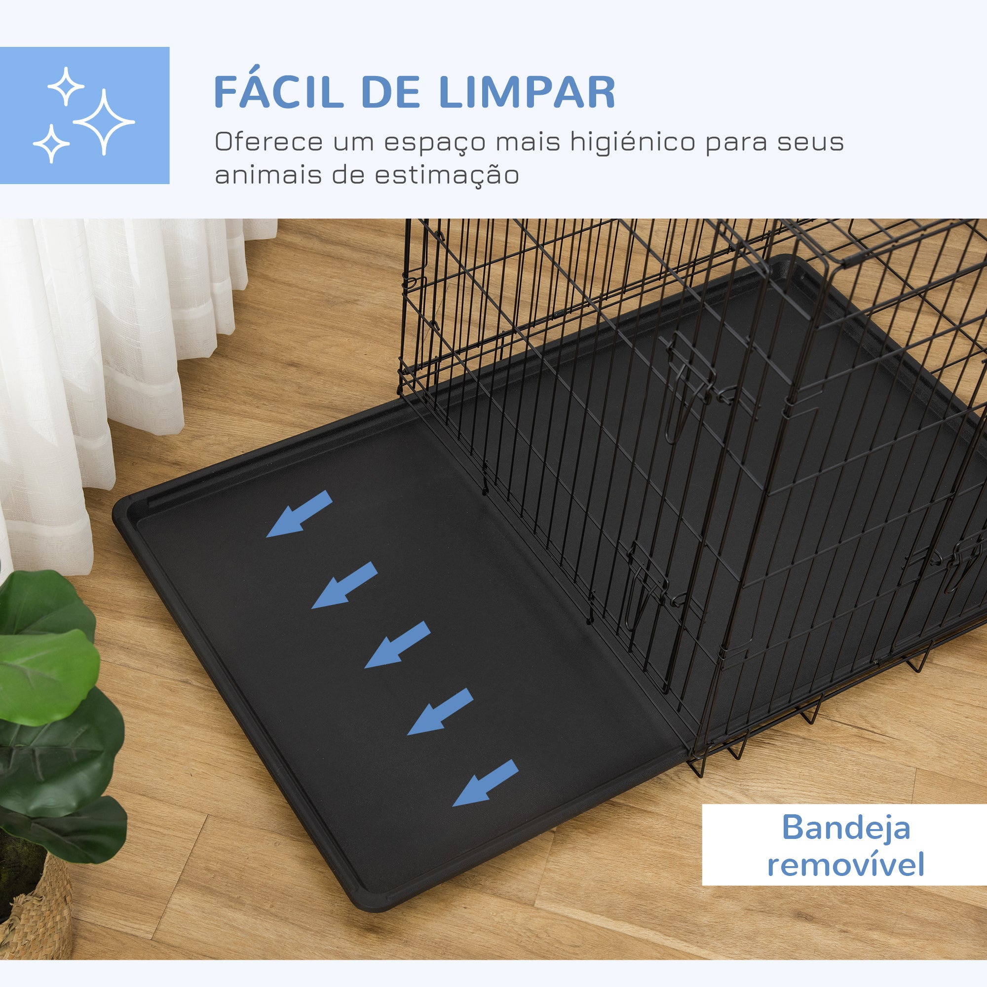Gaiola para Cães Dobrável 92x57x62,5cm - Cor Preto