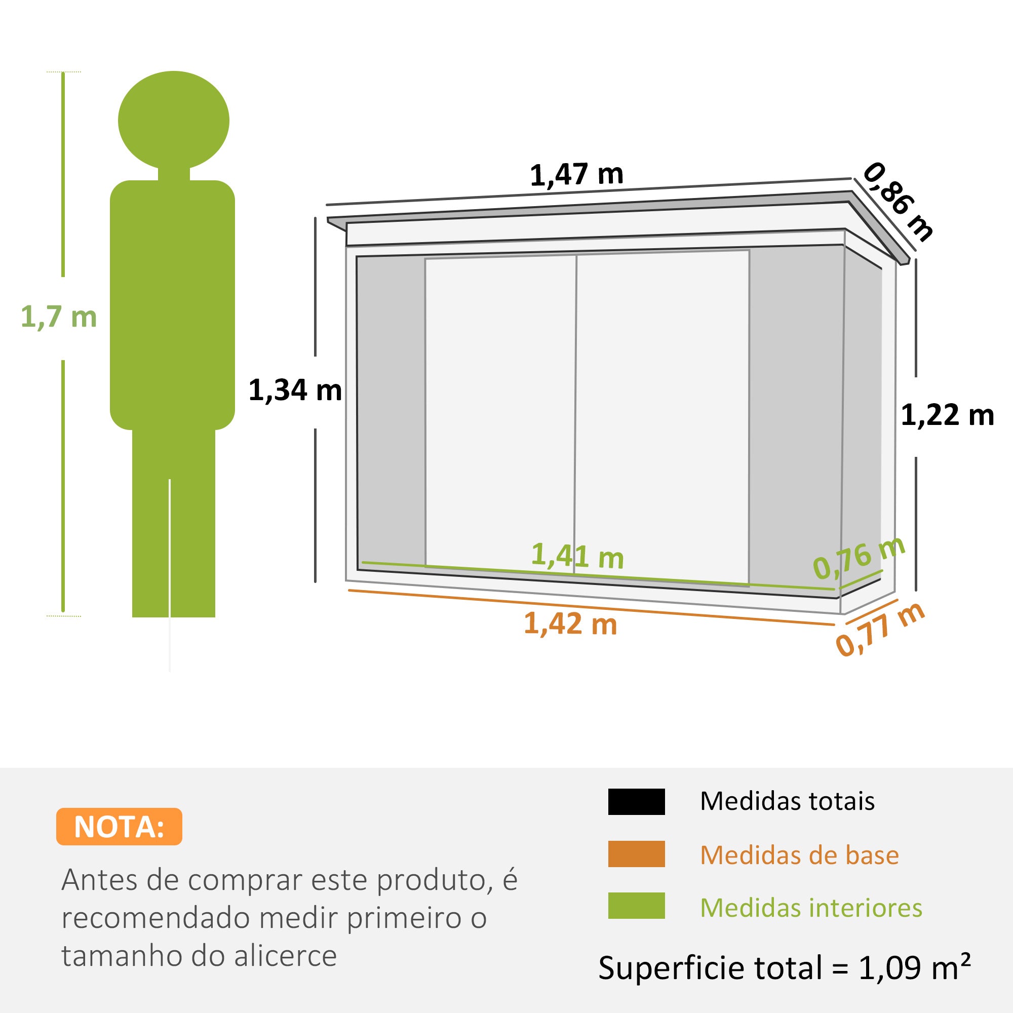 Abrigo de Jardim – 147x86x134 cm – Preto – Aço e Polipropileno
