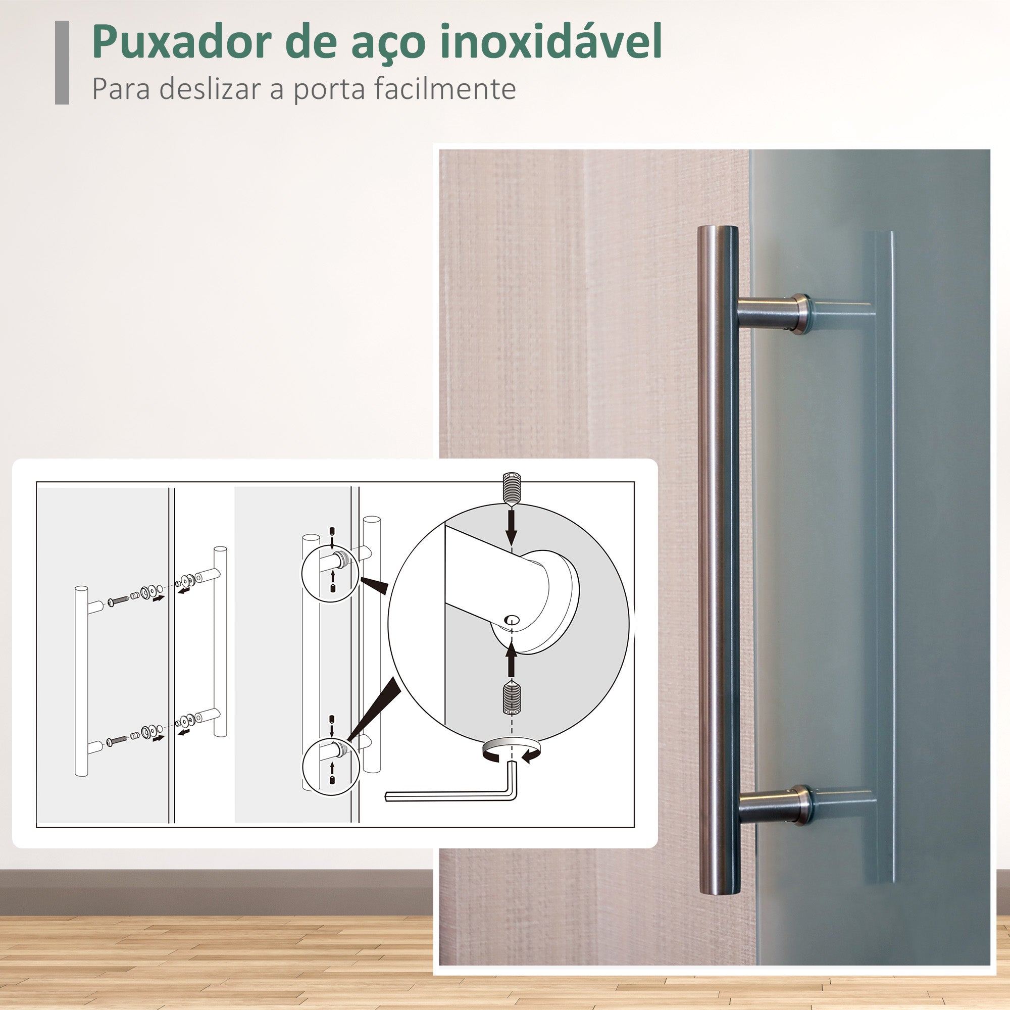Porta de Correr de Vidro 102,5x205 cm - Cor Traslúcido
