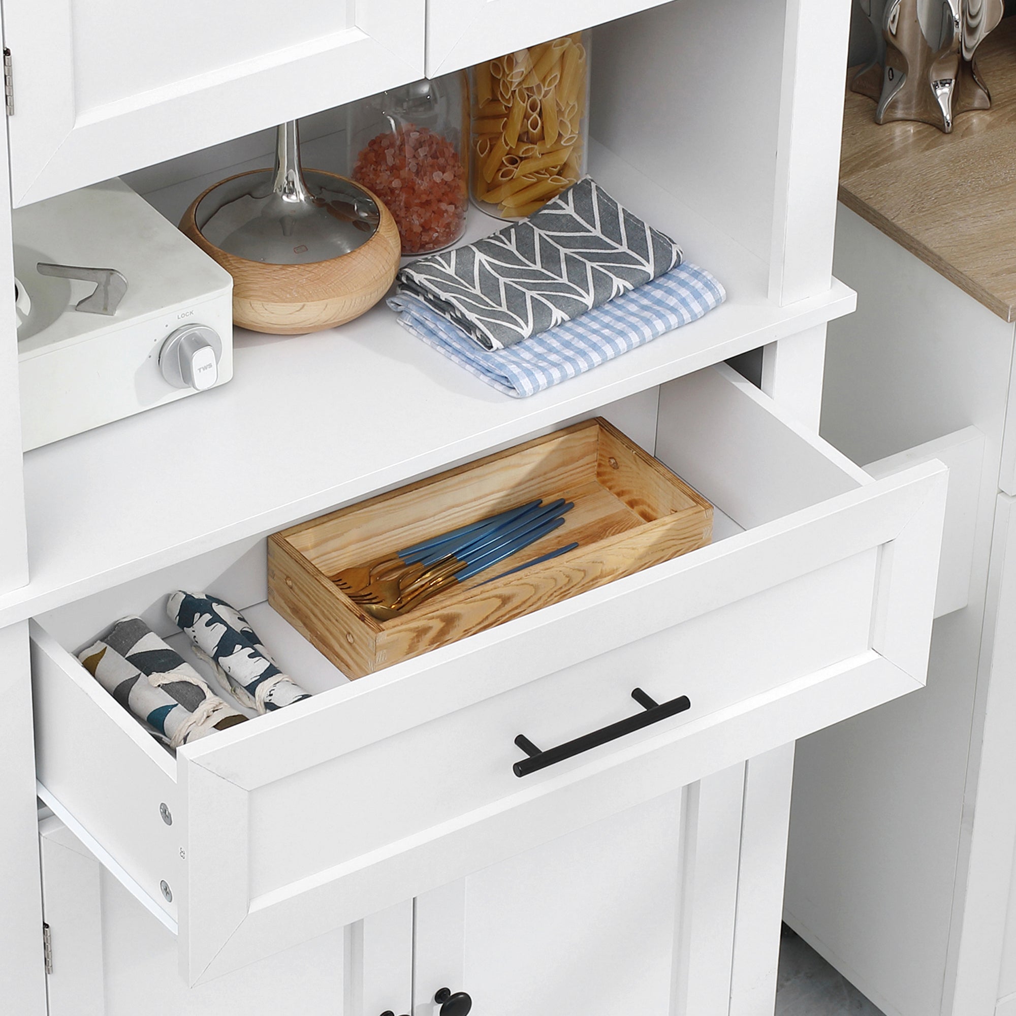 Armário de Cozinha Móvel Auxiliar – 74x39,5x183cm – Branco – Melamina e MDF