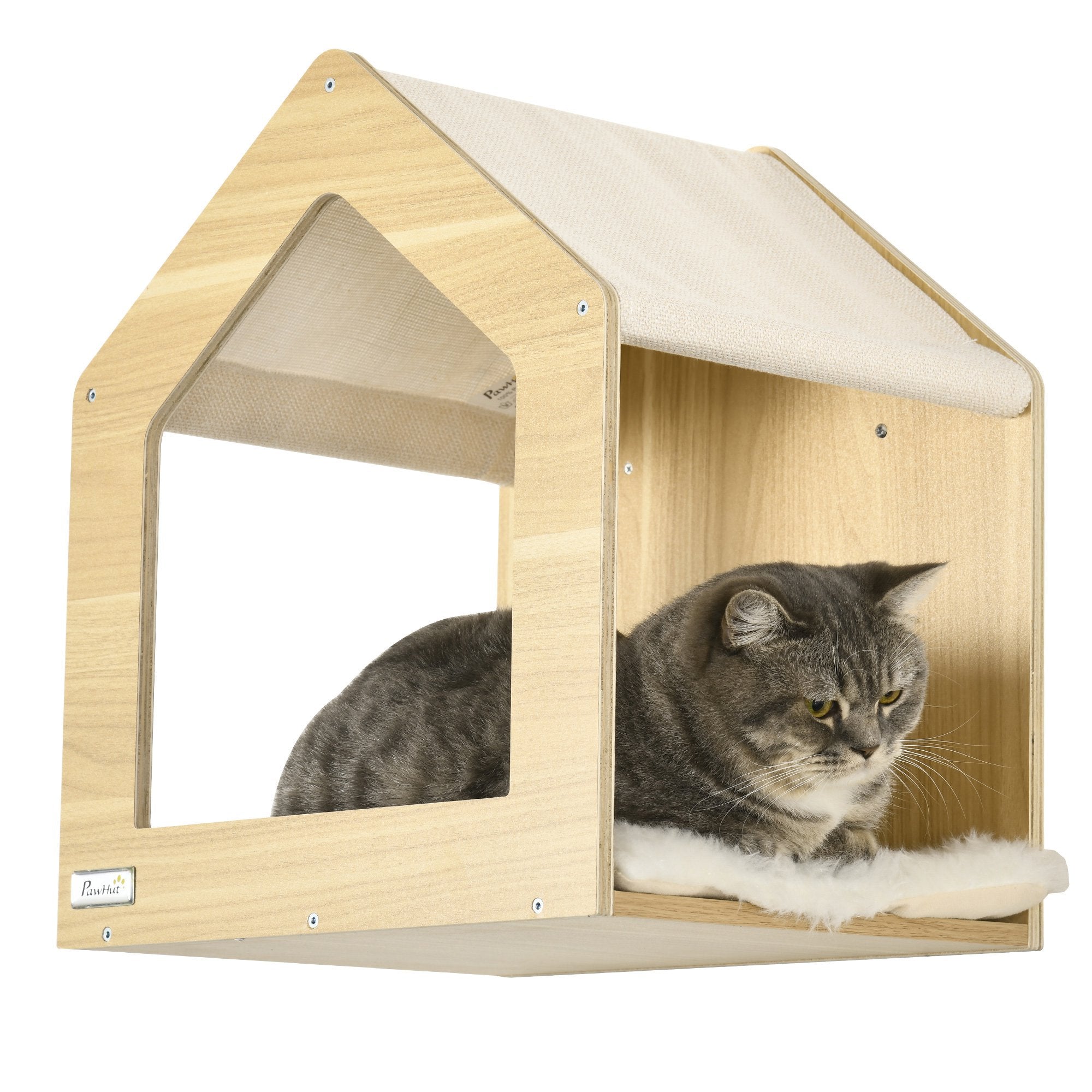 Conjunto de Prateleiras de Parede para Gatos - 40x32,5x45 cm - Cor de Carvalho