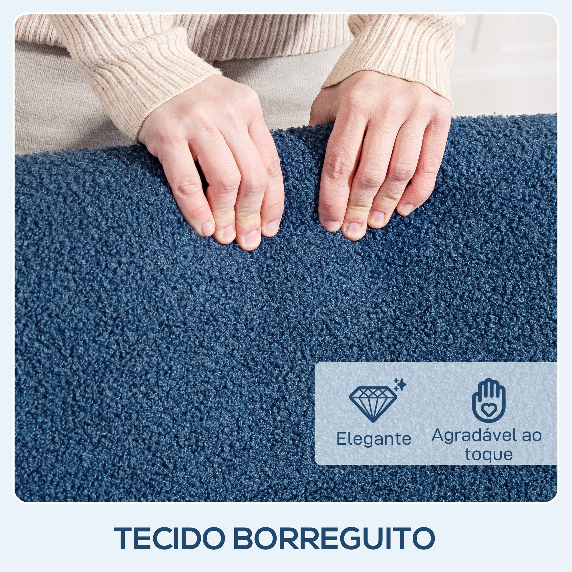 Poltrona Estofada em Borrego Azul 74,5x76x78 cm
