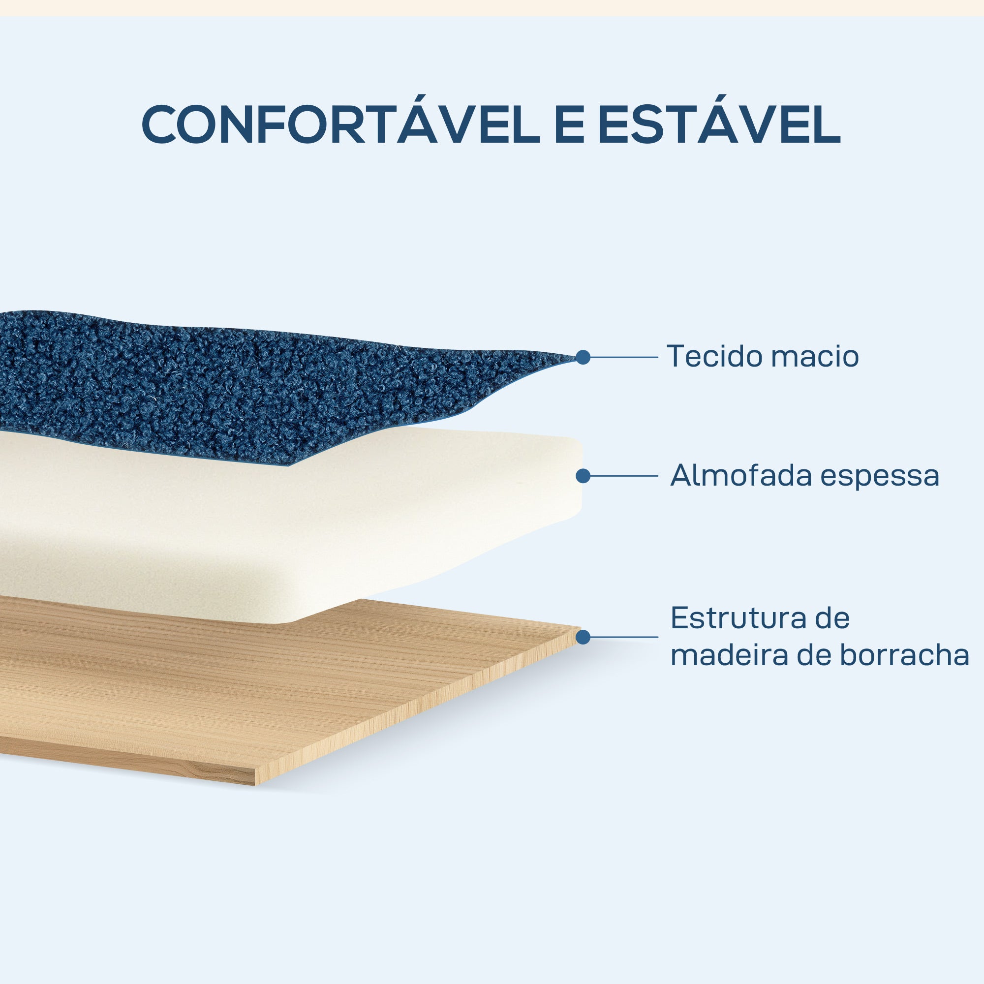 Poltrona Estofada em Borrego Azul 74,5x76x78 cm