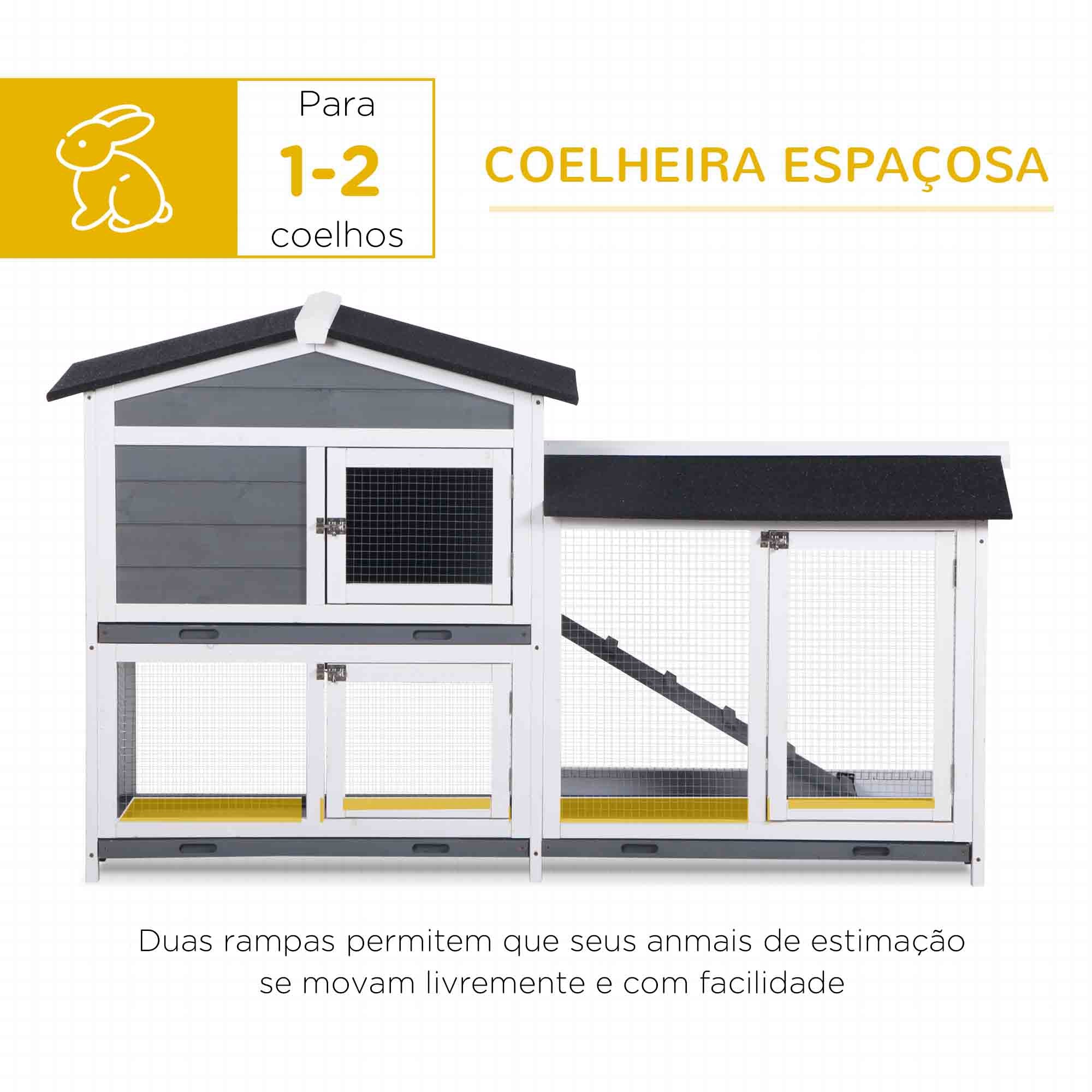 Coelheira de Madeira 2 Níveis Cinzenta 157,4x53x93,5 cm