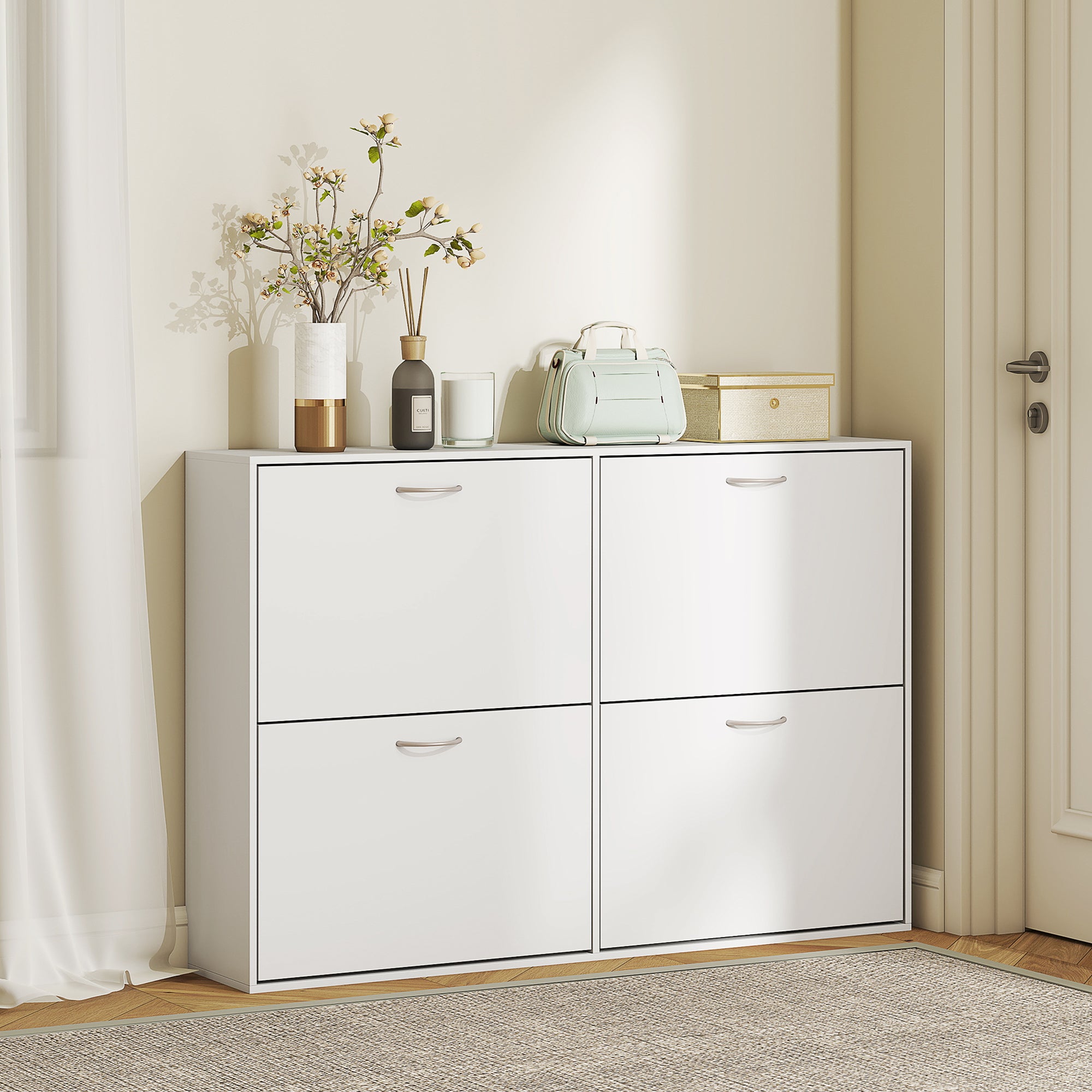 Sapateira Moderna – 120x24x81 cm – Branca – Melamina